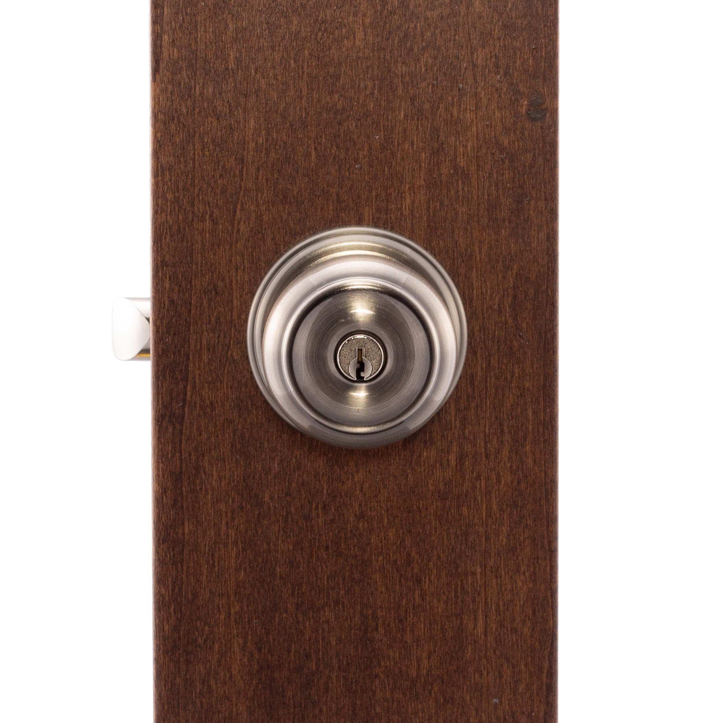 Copper Creek CK2040SS Satin Stainless Colonial Keyed Entry Single Cylinder  Door Knob Set with Colonial Knob and Round Rose