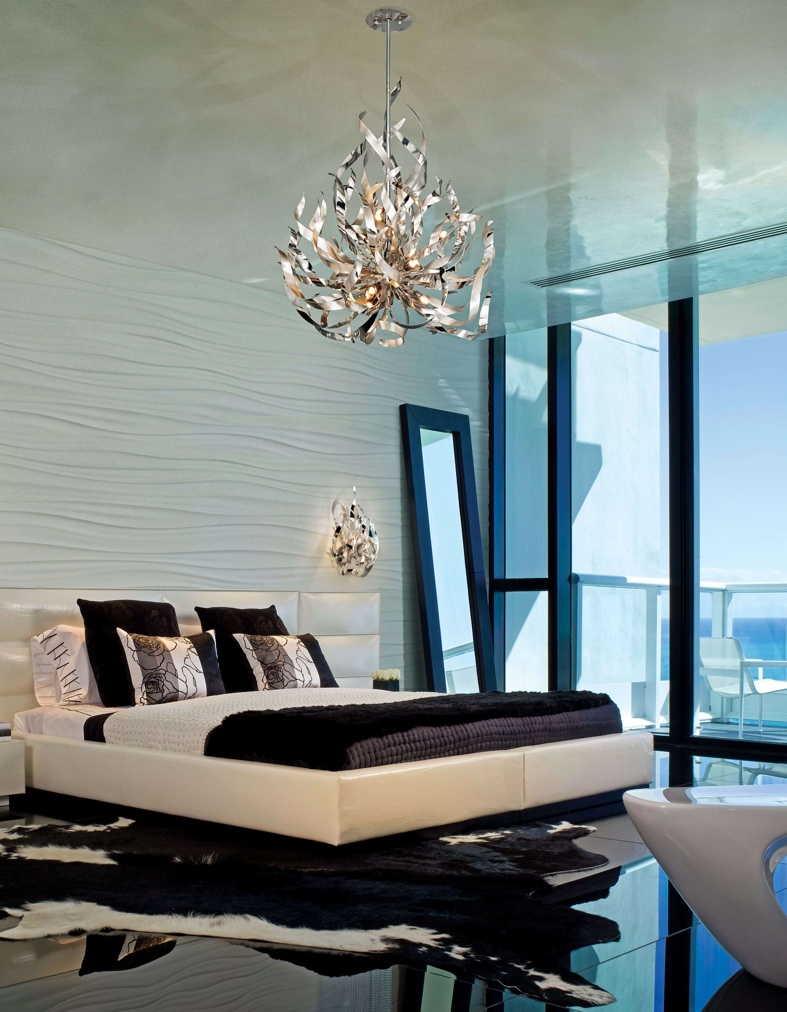 Corbett Lighting 154 49 Silver Leaf And Polished Stainless Finish Corbett Lighting 154 49 Silver Leaf And Polished Stainless Finish Graffiti 9 Light 34 Wide Sputnik Chandelier Lightingshowplace