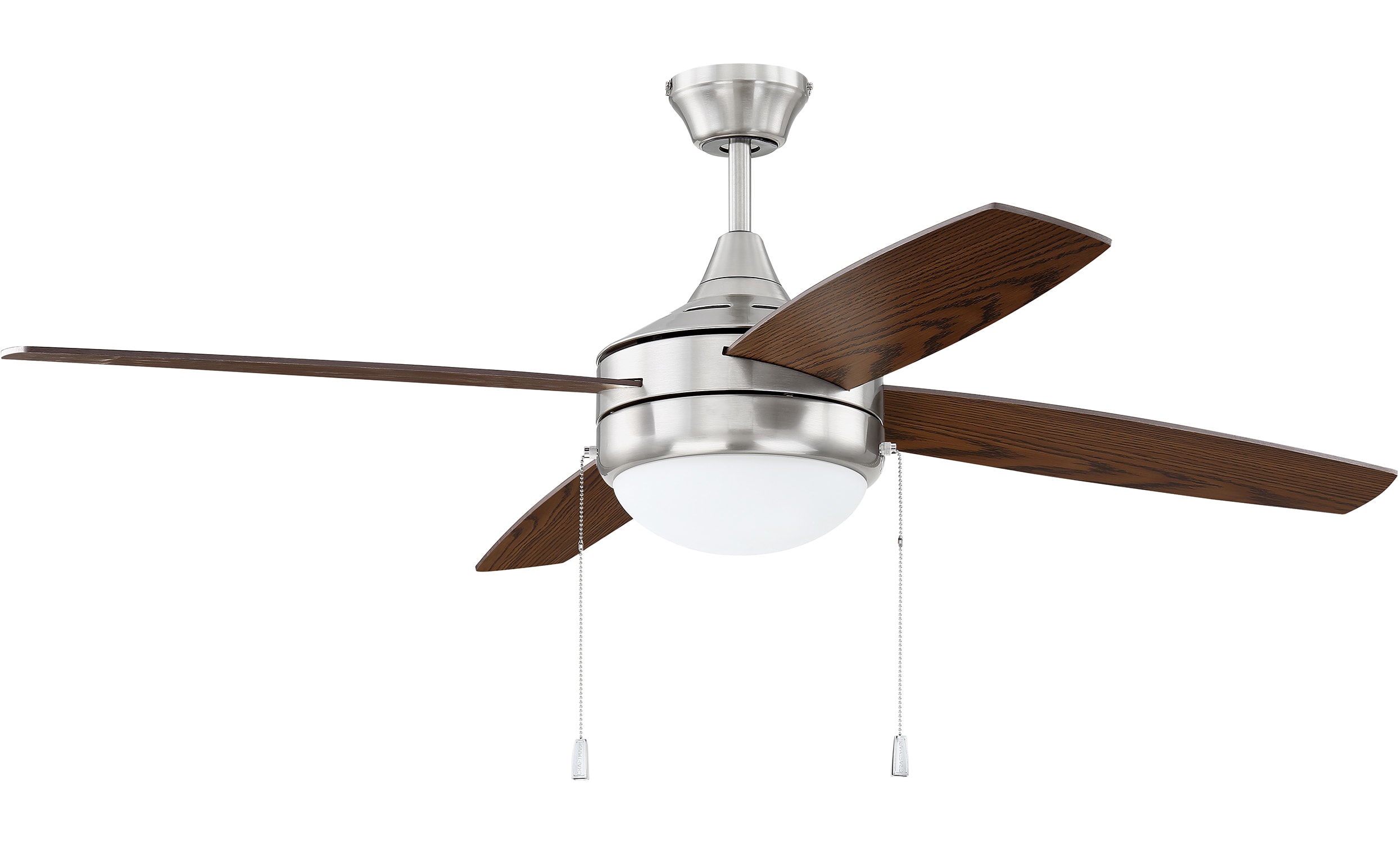 Craftmade Pha52bnk4 Brushed Polished Nickel Dark Wood Phaze 4 52 4 Blade Led Ceiling Fan Lightingshowplace Com