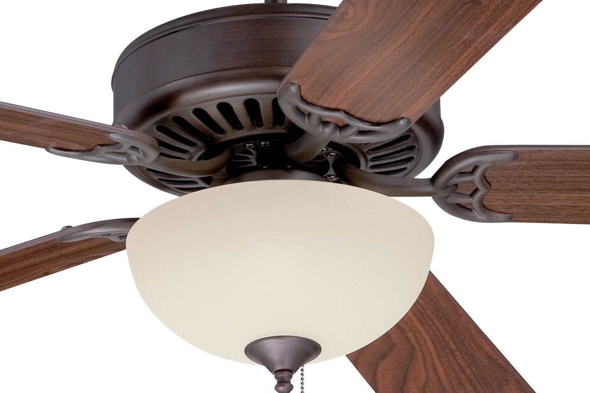 52 Flat Black Craftmade C205FB Pro Builder 205 Ceiling Fan with White Frost Glass