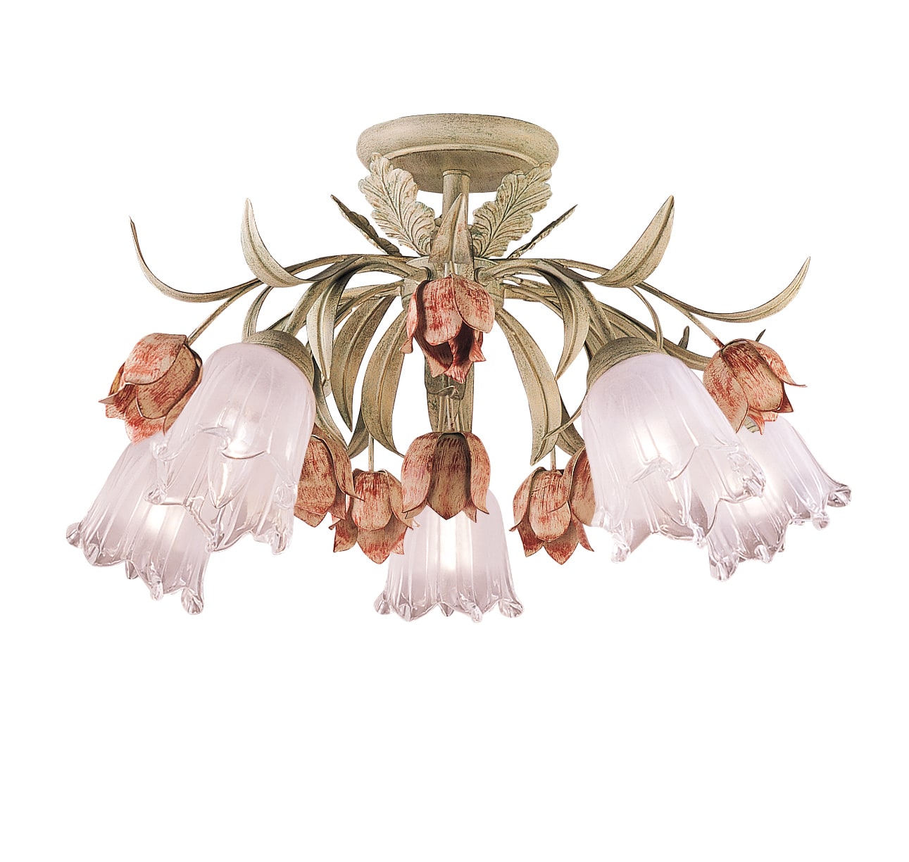 Crystorama Lighting Group 4800 Sr Sage Rose Southport 5 Light 22 Wide Semi Flush Ceiling Fixture With Iron Floral Accents Faucet Com