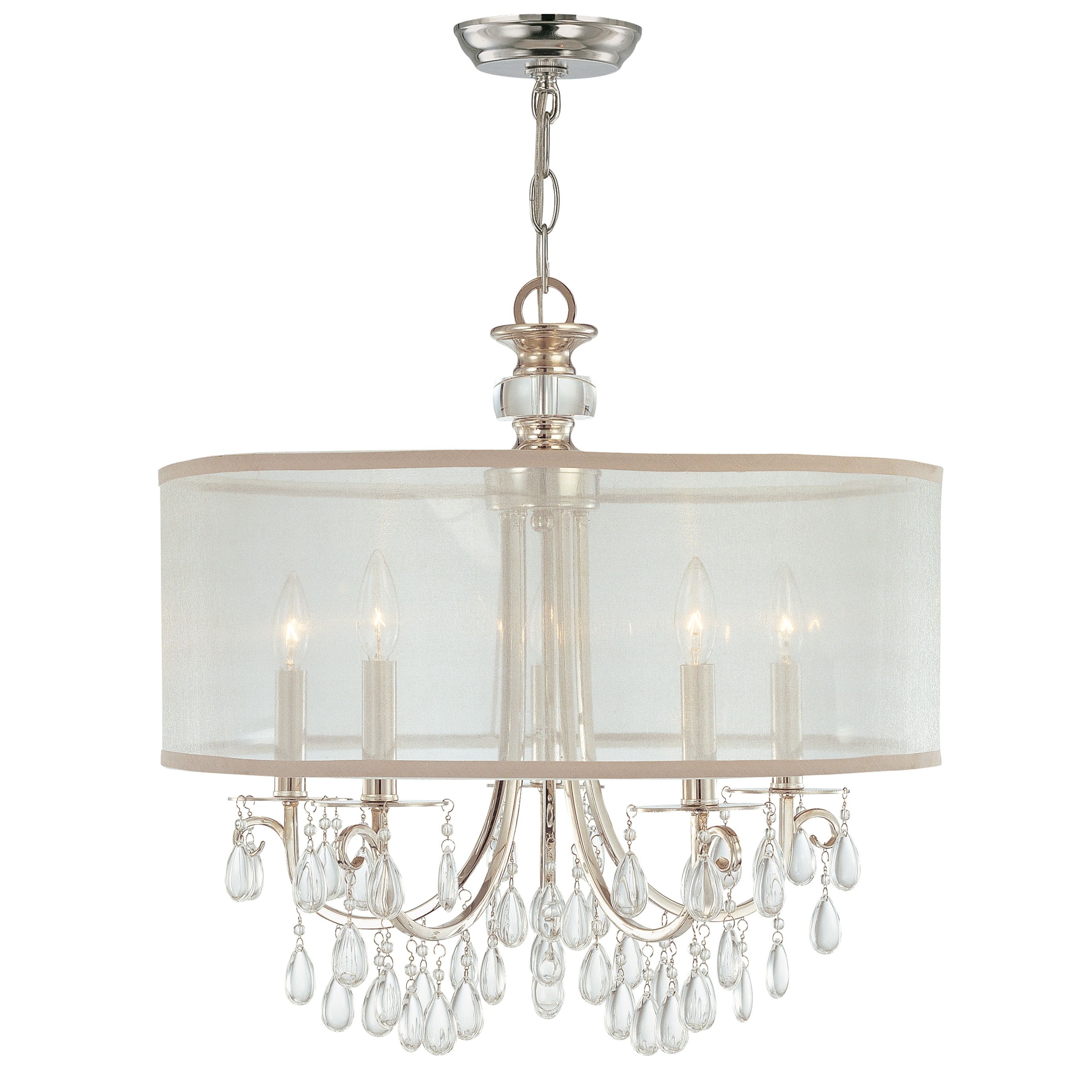 Crystorama Lighting Group 5625 Ch Polished Chrome Hampton 5 Light 24 Crystorama Lighting Group 5625 Ch Polished Chrome Hampton 5 Light 24 Wide Drum Chandelier With Etruscan Smooth Teardrop Almond Crystals Faucet