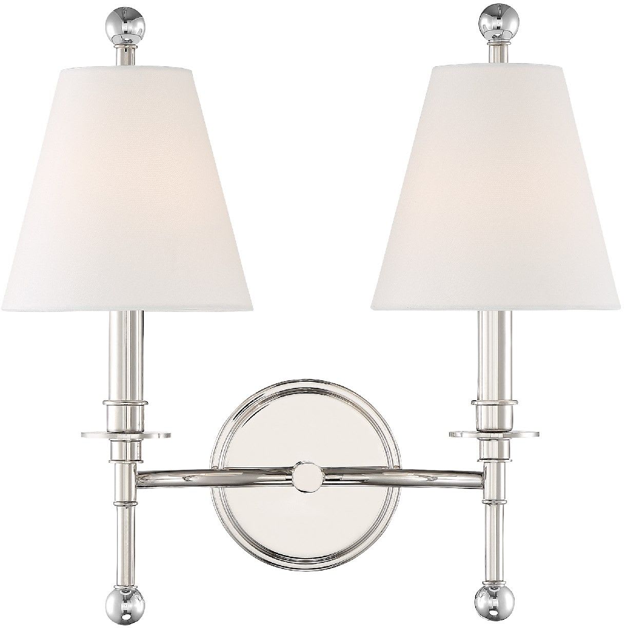 Crystorama Lighting Group Riv 383 Pn Polished Nickel Riverdale 2 Light 15 Tall Wall Sconce Lightingdirect Com