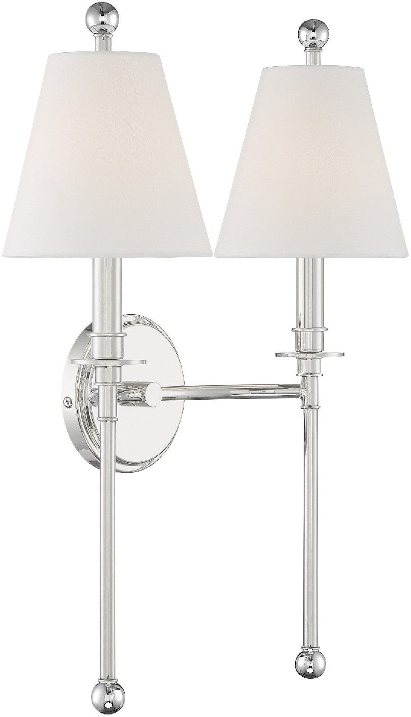 Crystorama Lighting Group Riv 383 Pn Polished Nickel Riverdale 2 Light 15 Tall Wall Sconce Lightingdirect Com