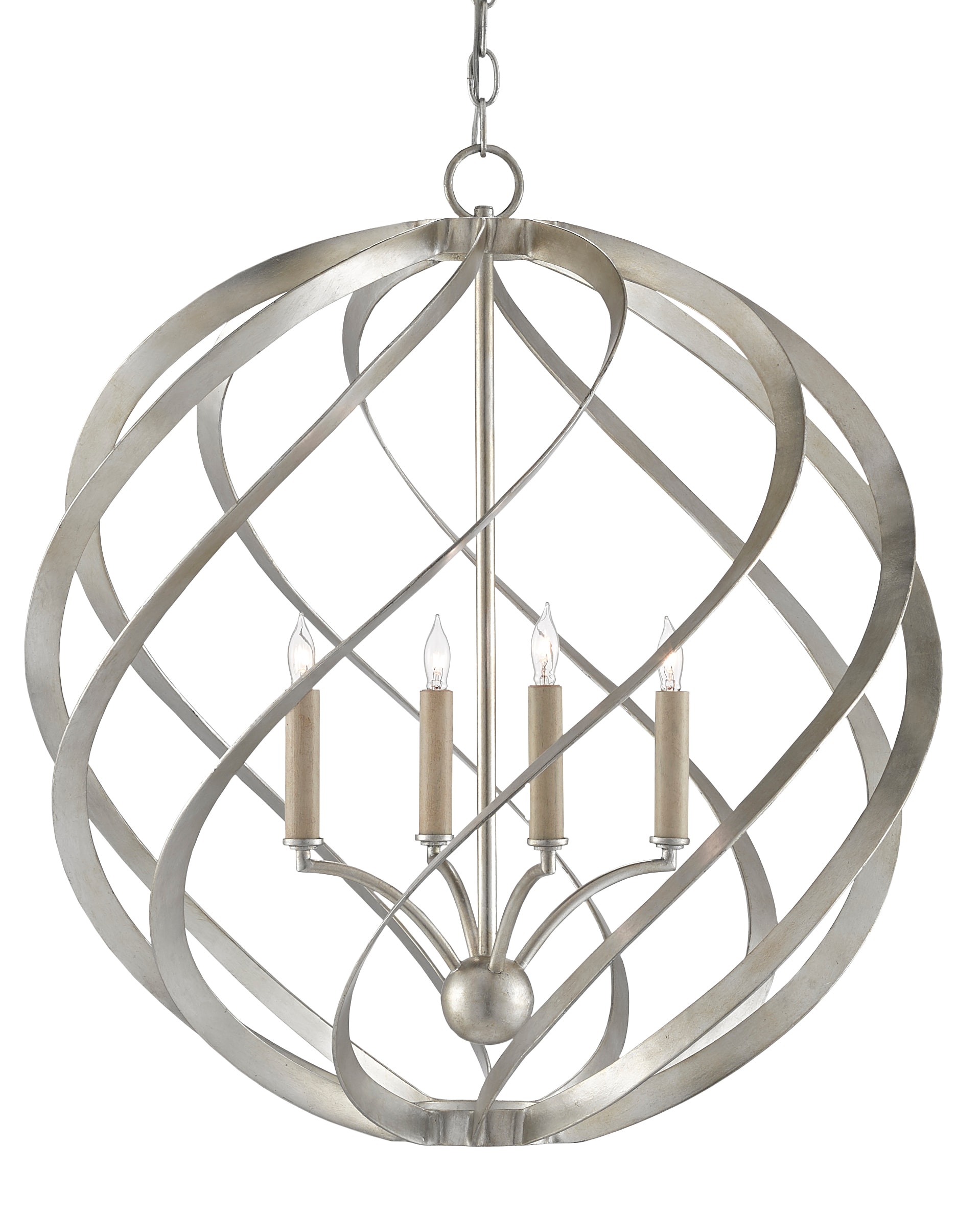 Currey And Company 9000 0507 Contemporary Silver Leaf Roussel Orb Contemporary Silver Leaf Roussel Orb