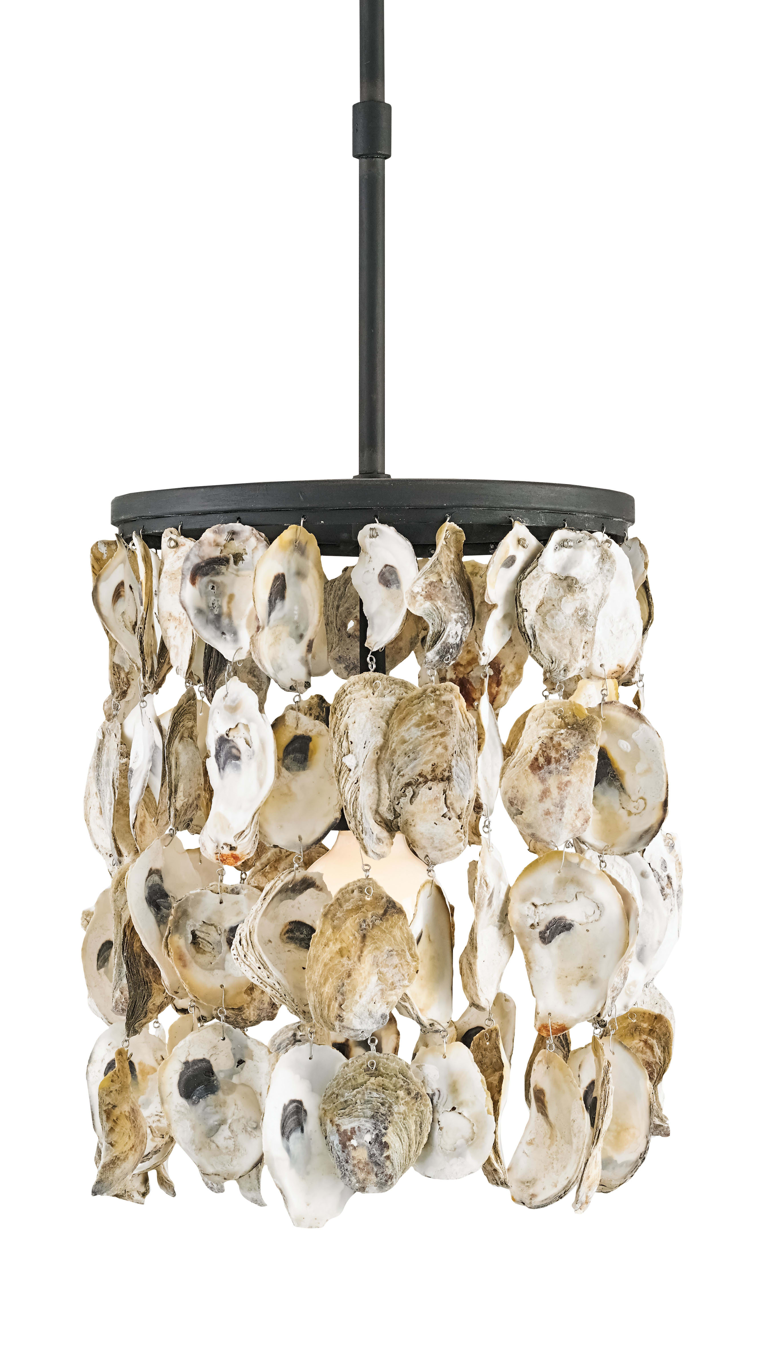 Currey And Company 9250 Blacksmith Natural Stillwater 12 Wide Oyster Shell Pendant Lightingdirect Com