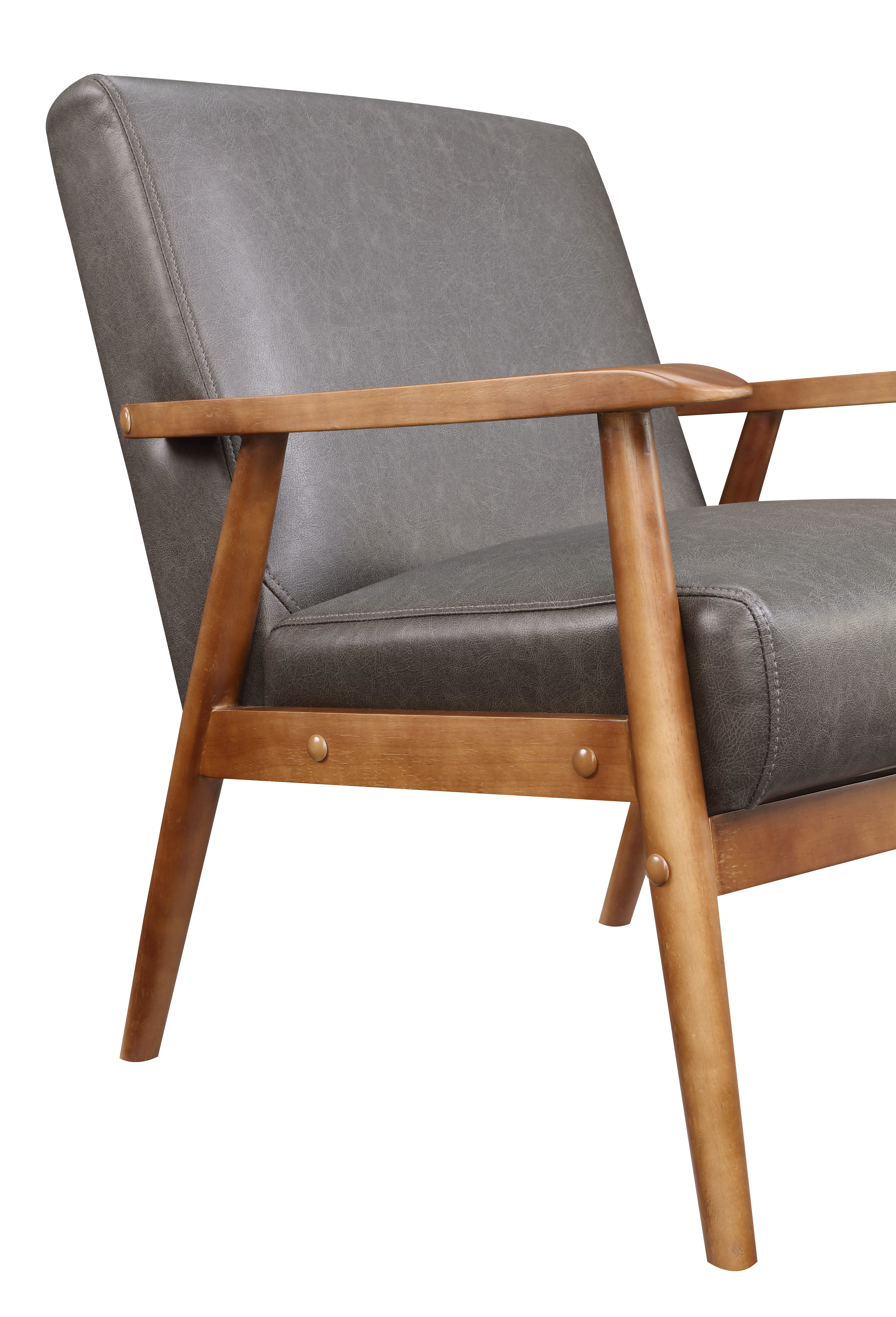 Lummus cognac wood frame cheap upholstered accent chair