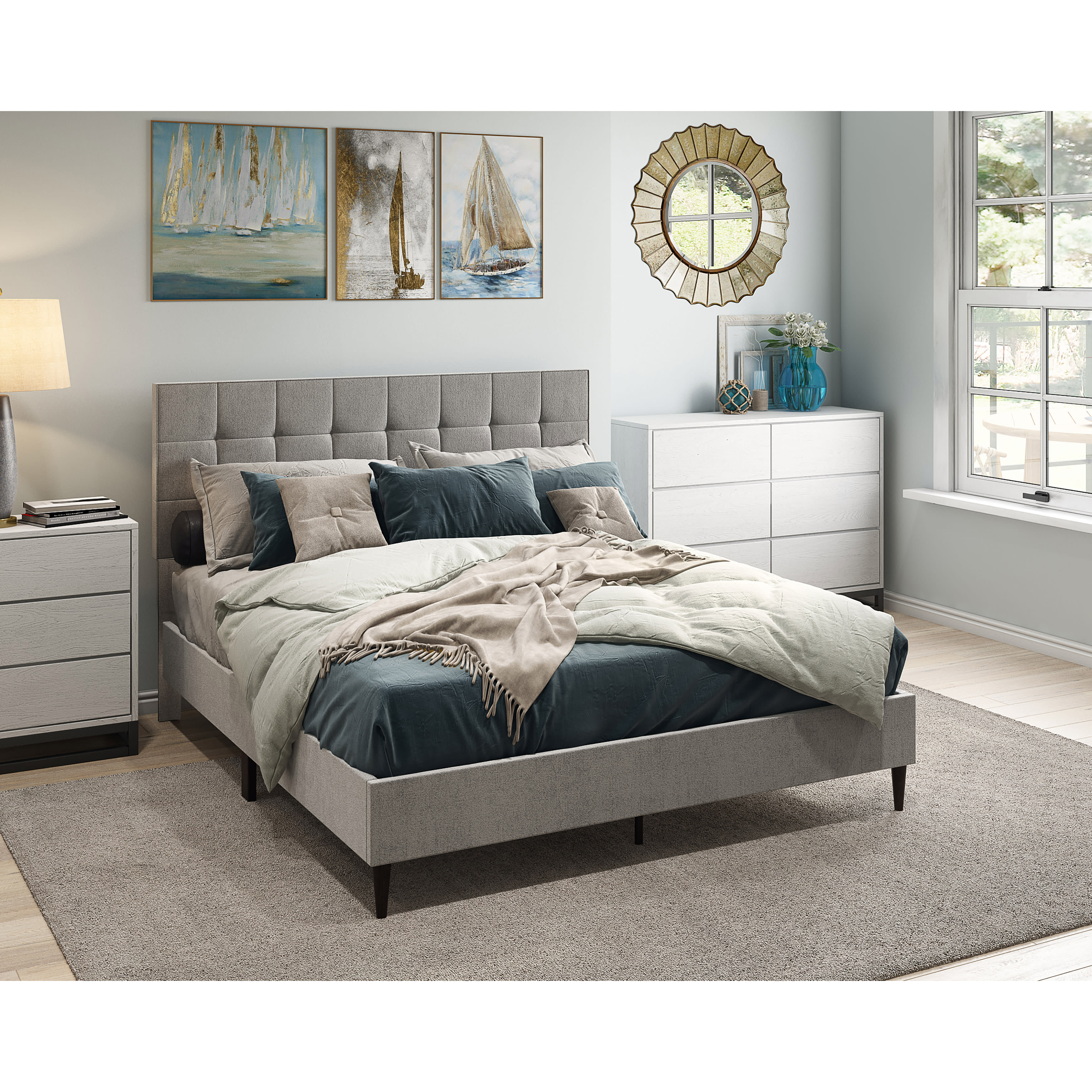 Grid tufted sale headboard