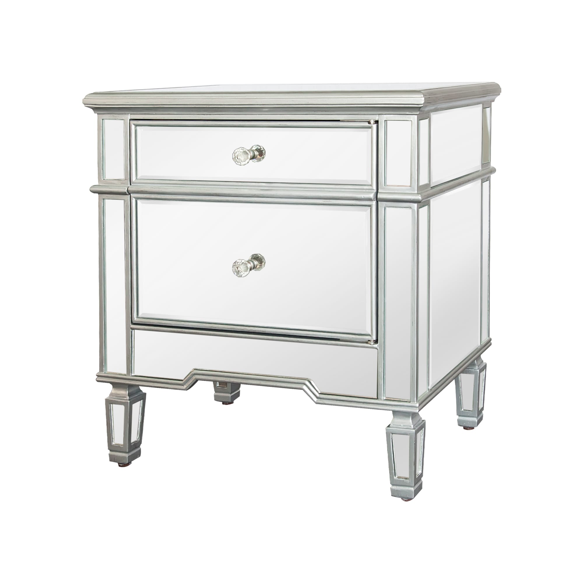 Delacora Iab0008as Mirrored Reese 24 Inch Wide 2 Drawer Wood