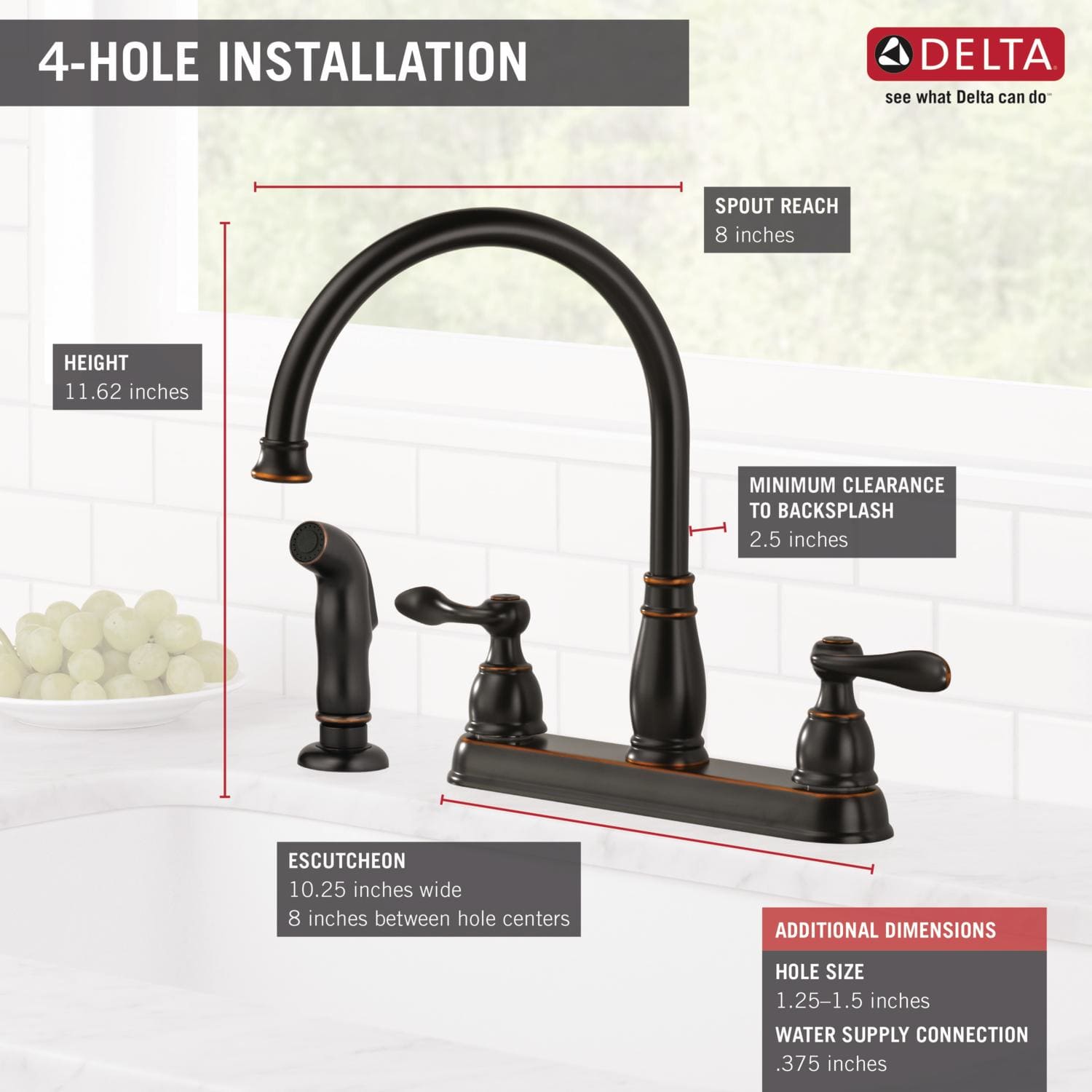 Delta Windemere Two-Handle Kitchen selling Faucet w/ Spray in Stainless Steel 21996LF-SS