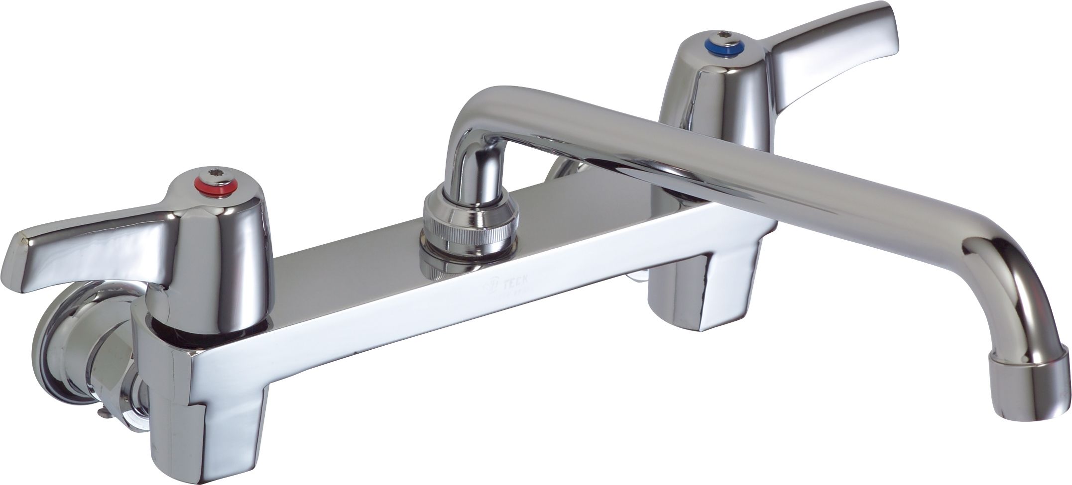 Delta 28c4423 Chrome Double Handle 1 5gpm Ceramic Disc Wallmount Faucet Less Integral Stops With Lever Blade Handles 11 Tubular Swing Spout And Antimicrobial By Agion From The Commercial Series Faucetdirect Com