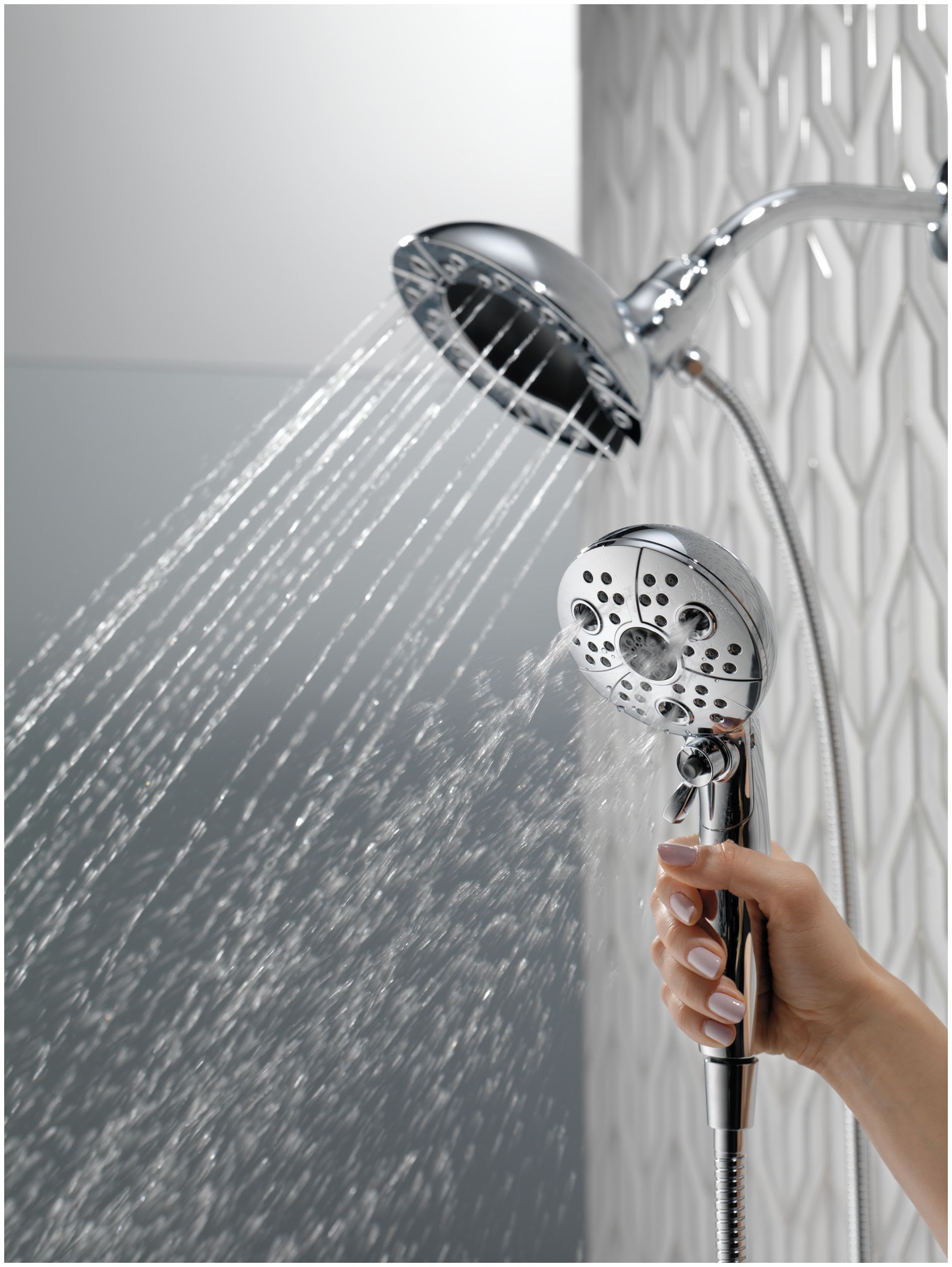 Delta 58480-25-PK Chrome In2ition 2.5 GPM Multi Function Shower Head with  Touch-Clean, MagnaTite, and H2Okinetic Technology