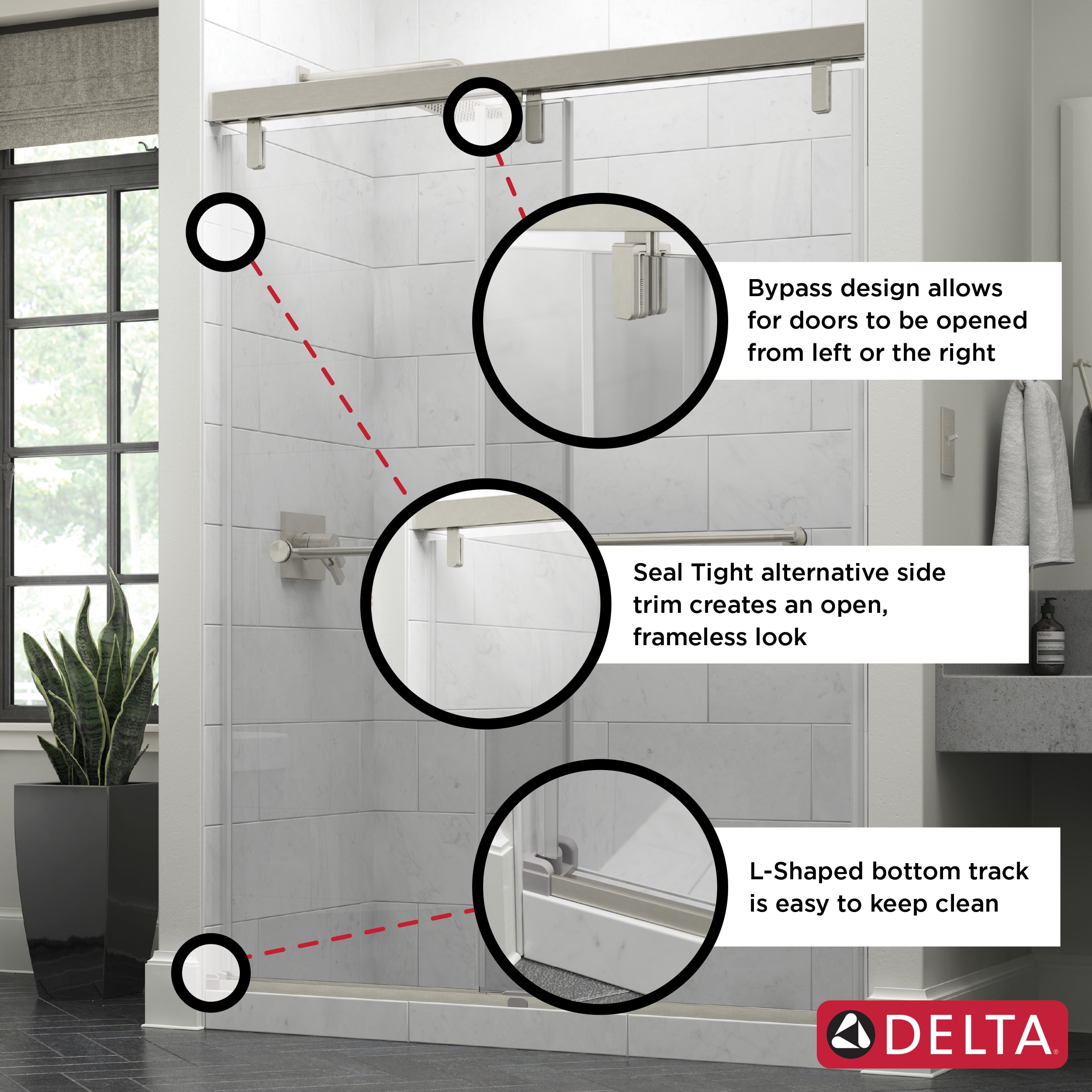 Delta Smcr606-R Classic 71-1/2 inch High x 59 inch Wide Bypass Semi Frameless Shower Door - Chrome, Silver