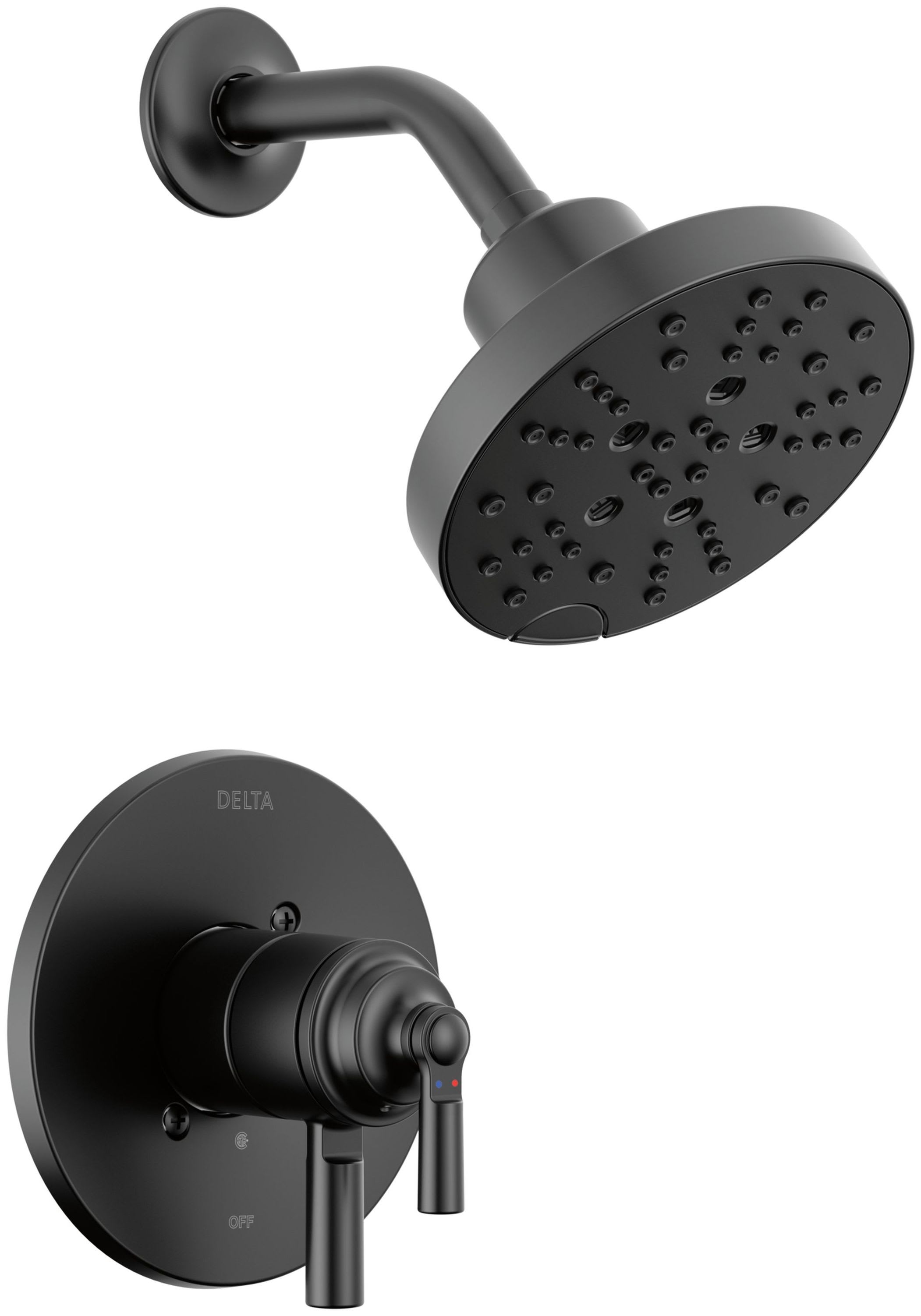 Delta T17235-BL Matte Black Saylor Monitor 17 Series Dual Function Pressure  Balanced Shower Only with Integrated Volume Control - Less Rough-In Valve 