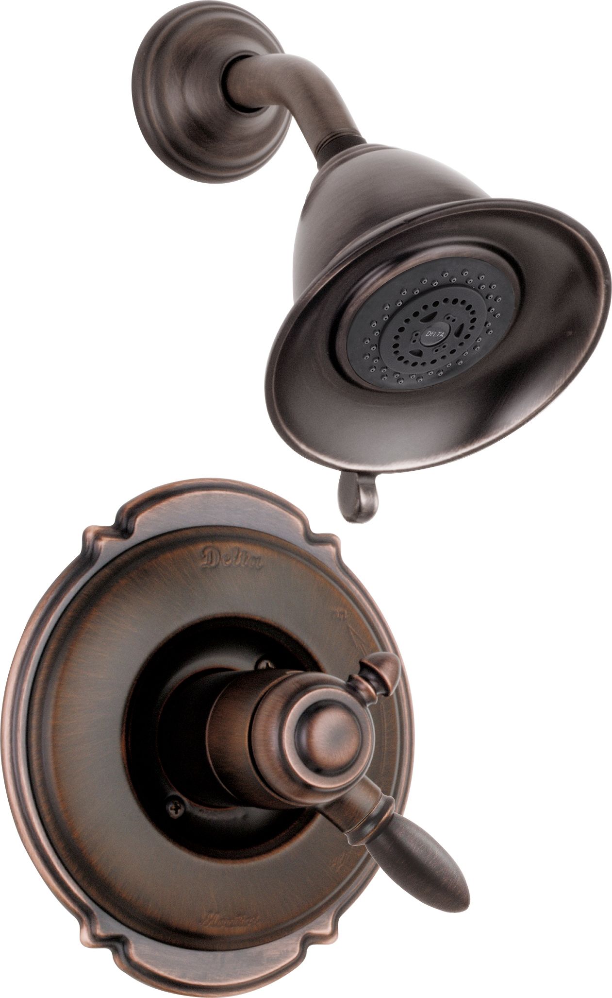 Delta T17255-RB Venetian Bronze Victorian Monitor 17 Series Dual Function  Pressure Balanced Shower Only with Integrated Volume Control Less  Rough-In Valve