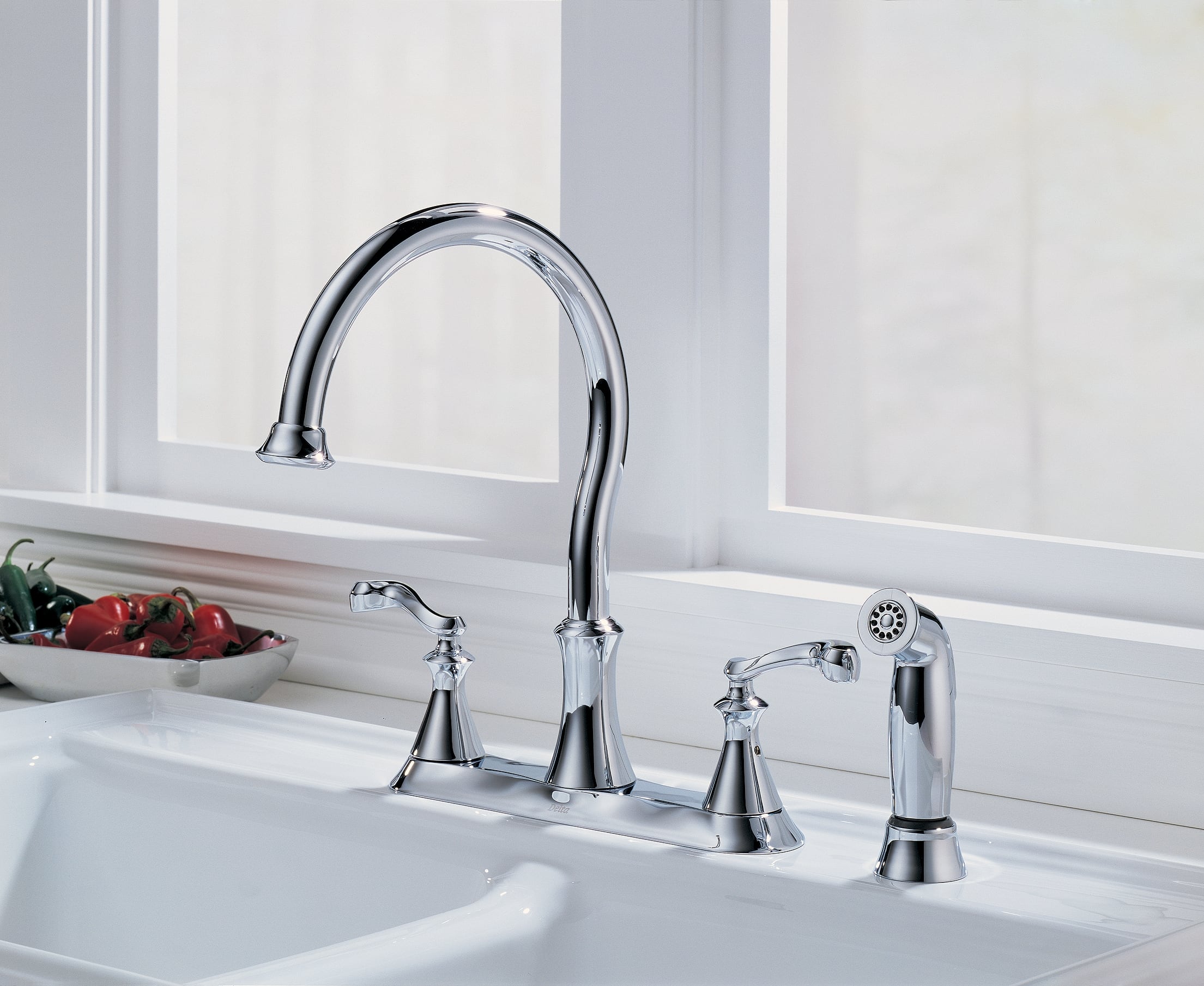 Delta 21925lf Chrome Vessona Side Spray Kitchen Faucet Com