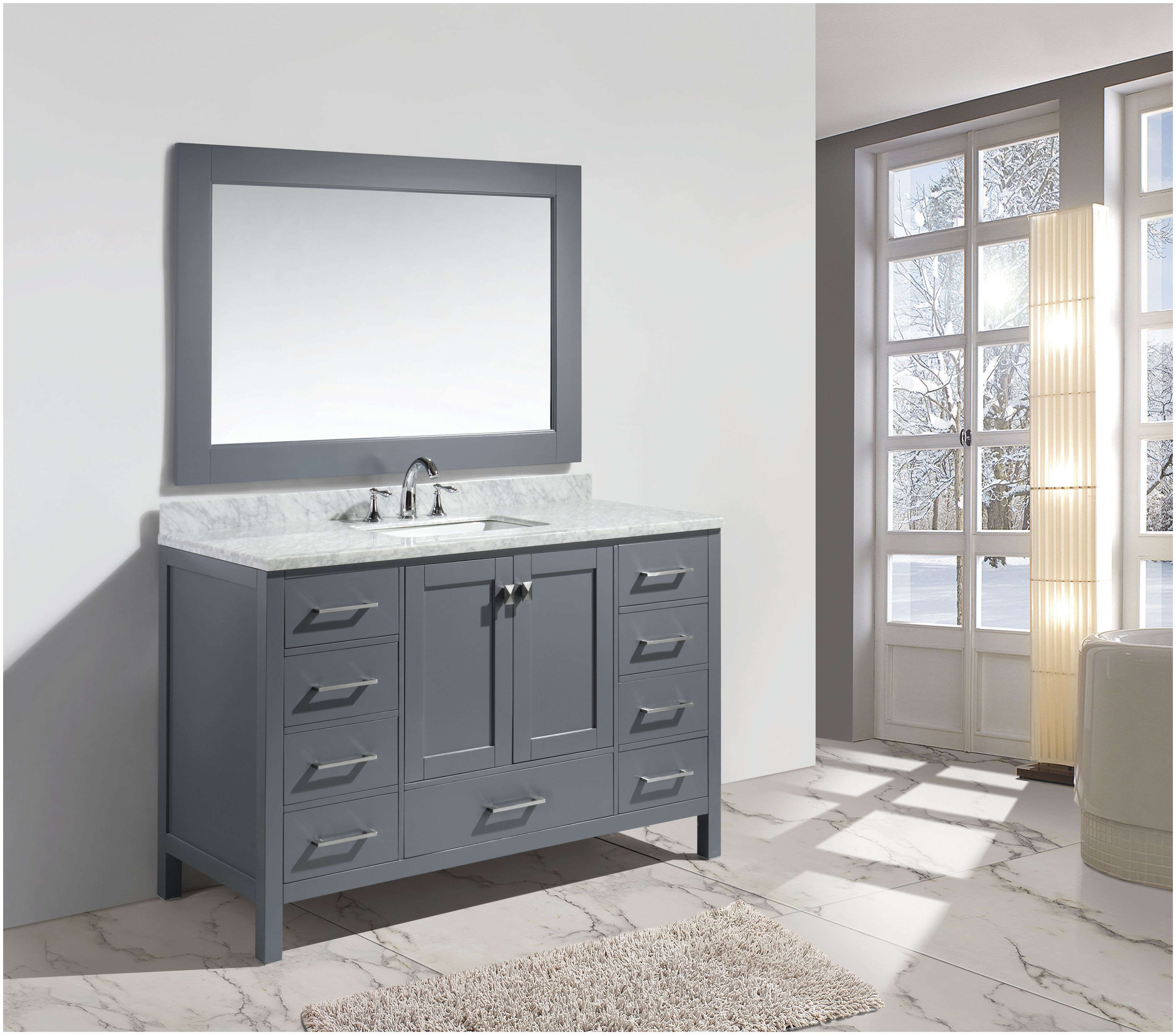 Design Element Dec082d G Gray London 54 Vanity Set With Cabinet