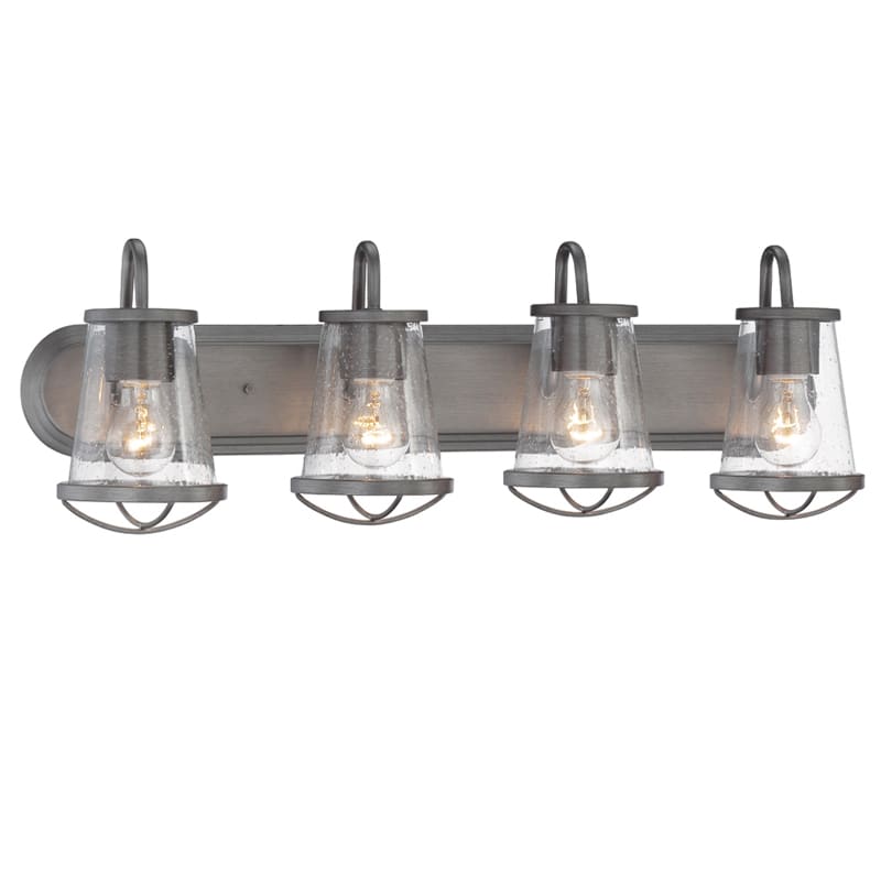Designers Fountain 87004 Wi Weathered Iron Darby 4 Light 30 Wide Designers Fountain 87004 Wi Weathered Iron Darby 4 Light 30 Wide Bathroom Vanity With Seedy Glass Shades Lightingdirect Com