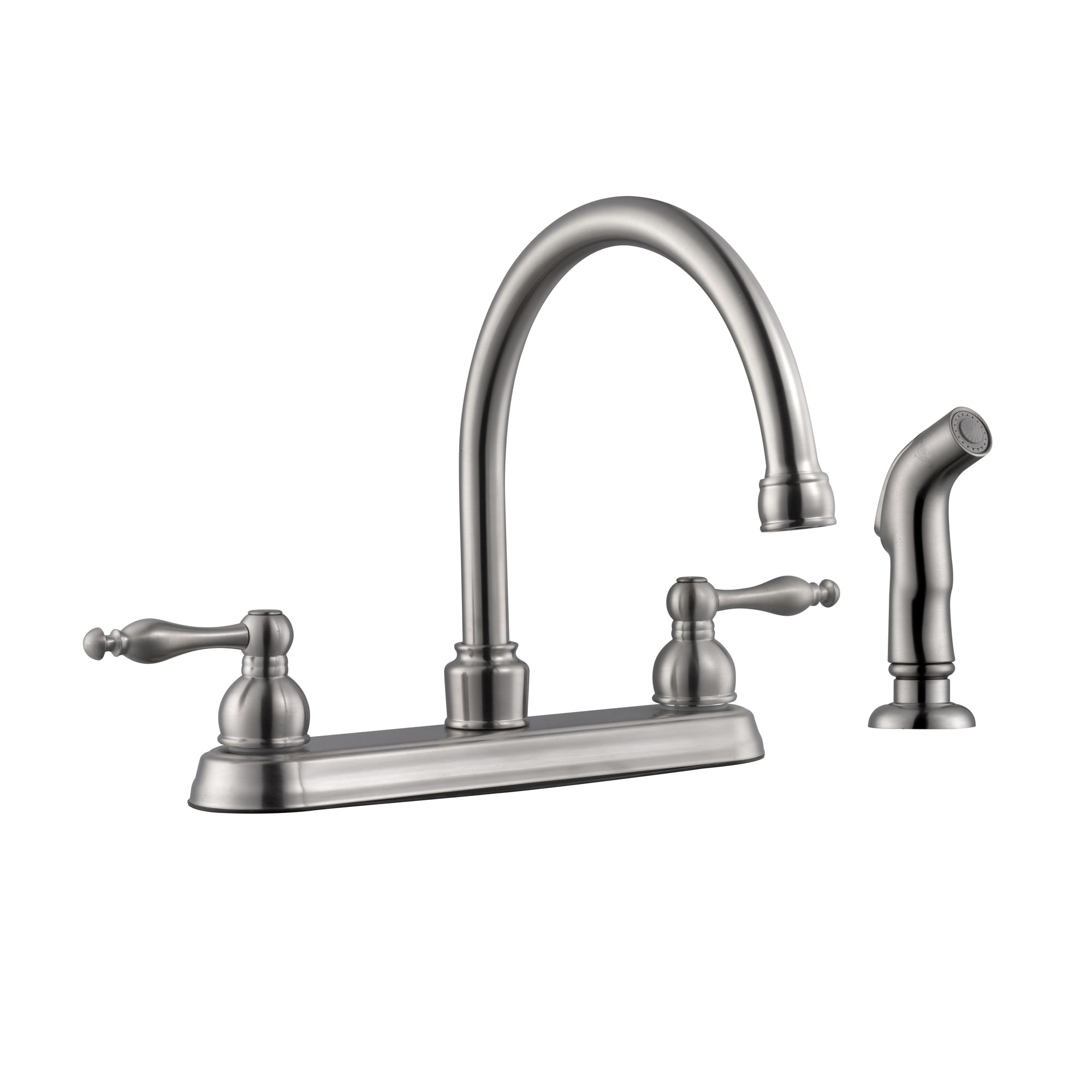 Design House 548370 Satin Nickel Saratoga 1 8 Gpm Standard Kitchen Faucet Includes Side Spray Faucetdirect Com