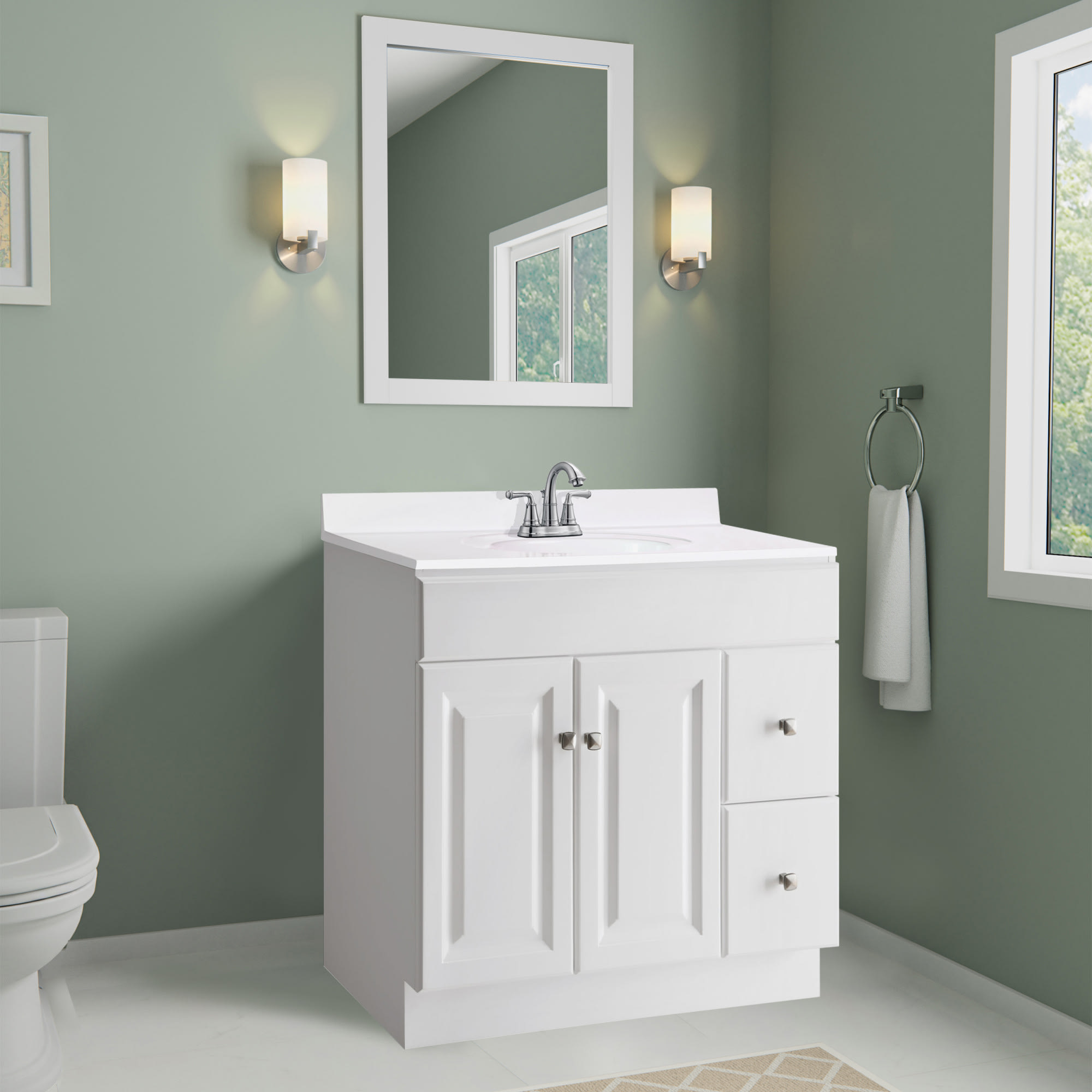 Fine Fixtures White Cultured Marble Top With Integrated Sink, 4" Backsplash And Overflow Included. - Bed Bath & Beyond - 35438049