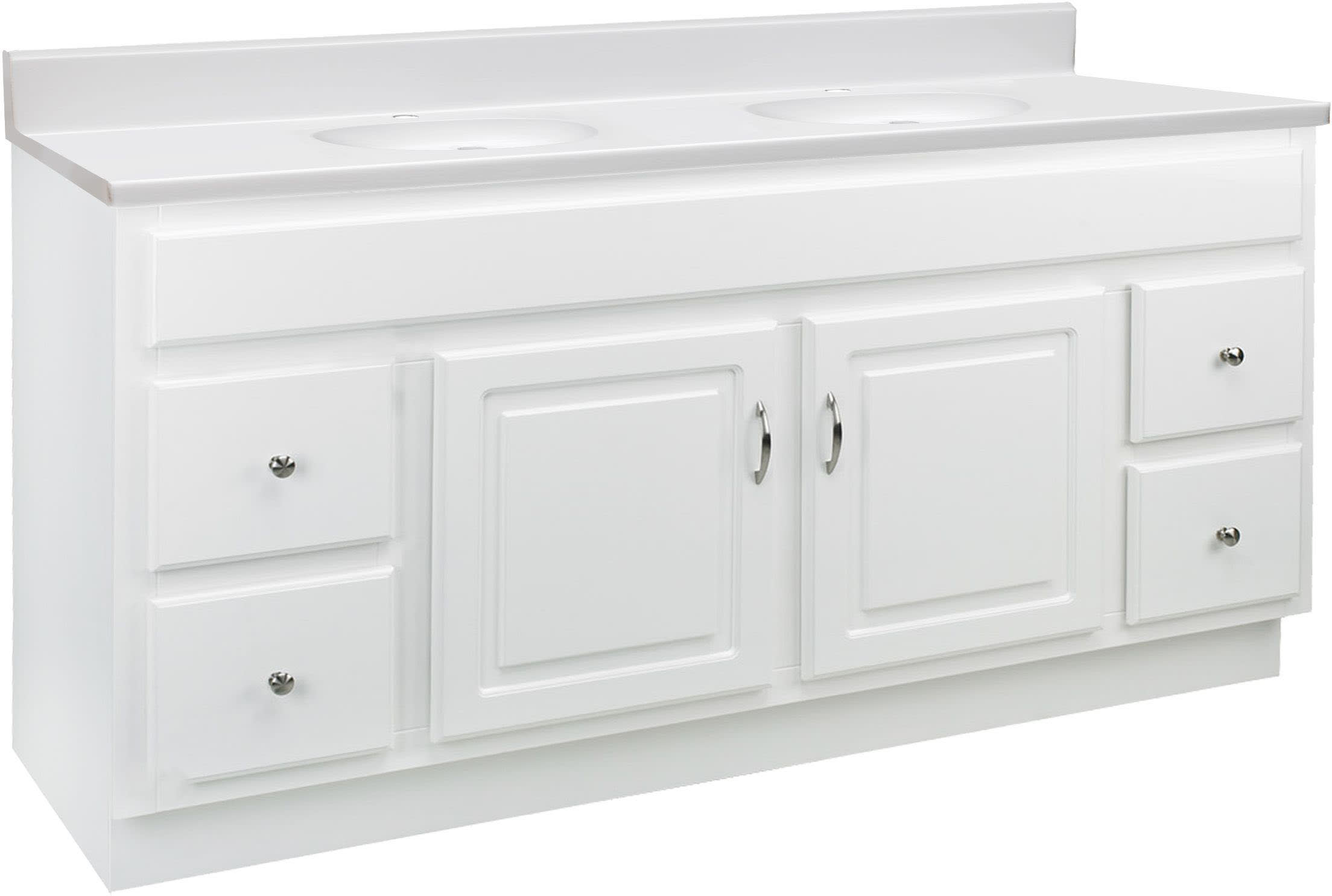 Design House 592782 White Concord 61 Free Standing Double Basin Vanity Set With Wood Cabinet And Marble Vanity Top Faucet Com