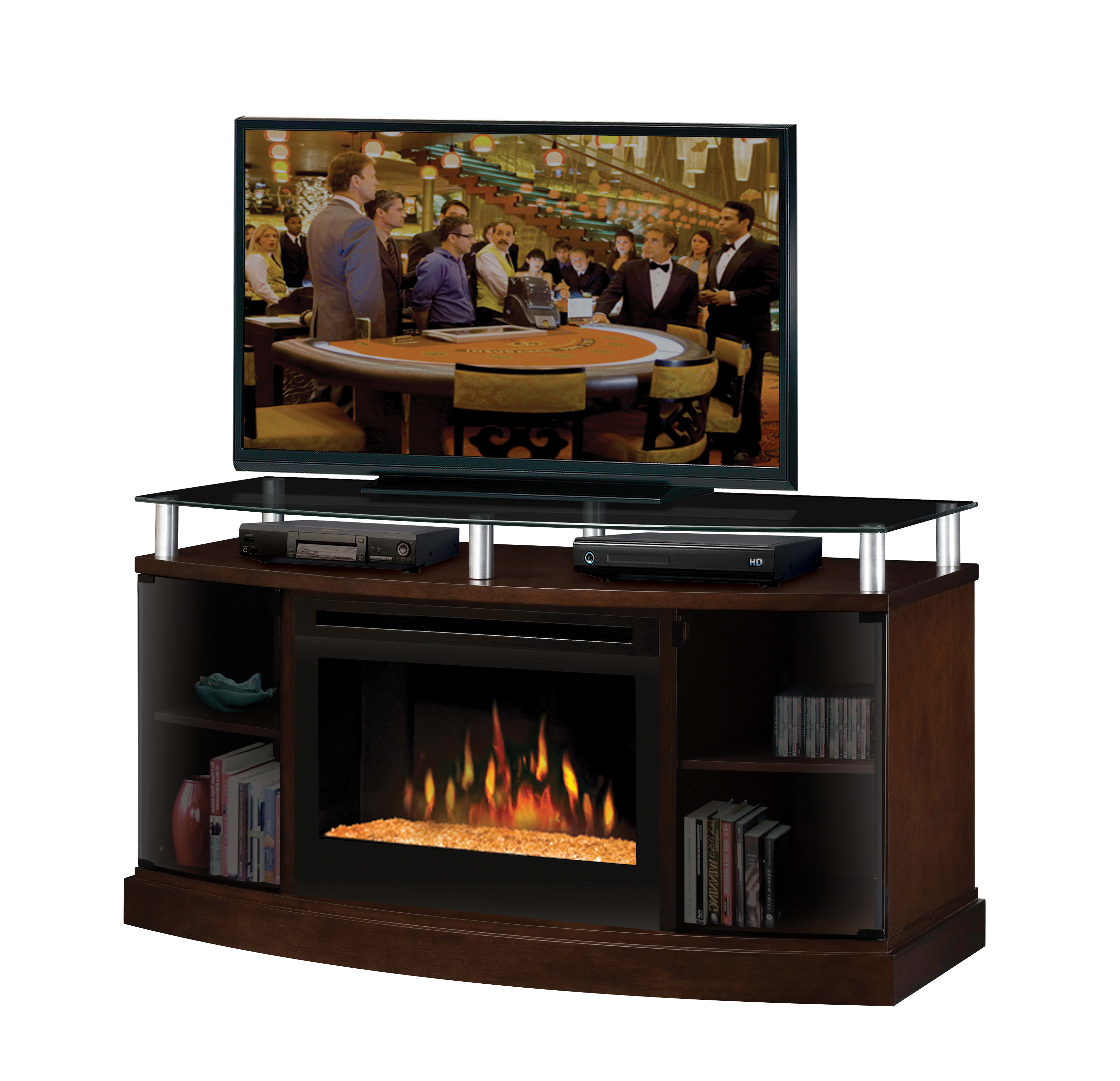 Dimplex Windham Media Console With Electric Glass Ember Fireplace