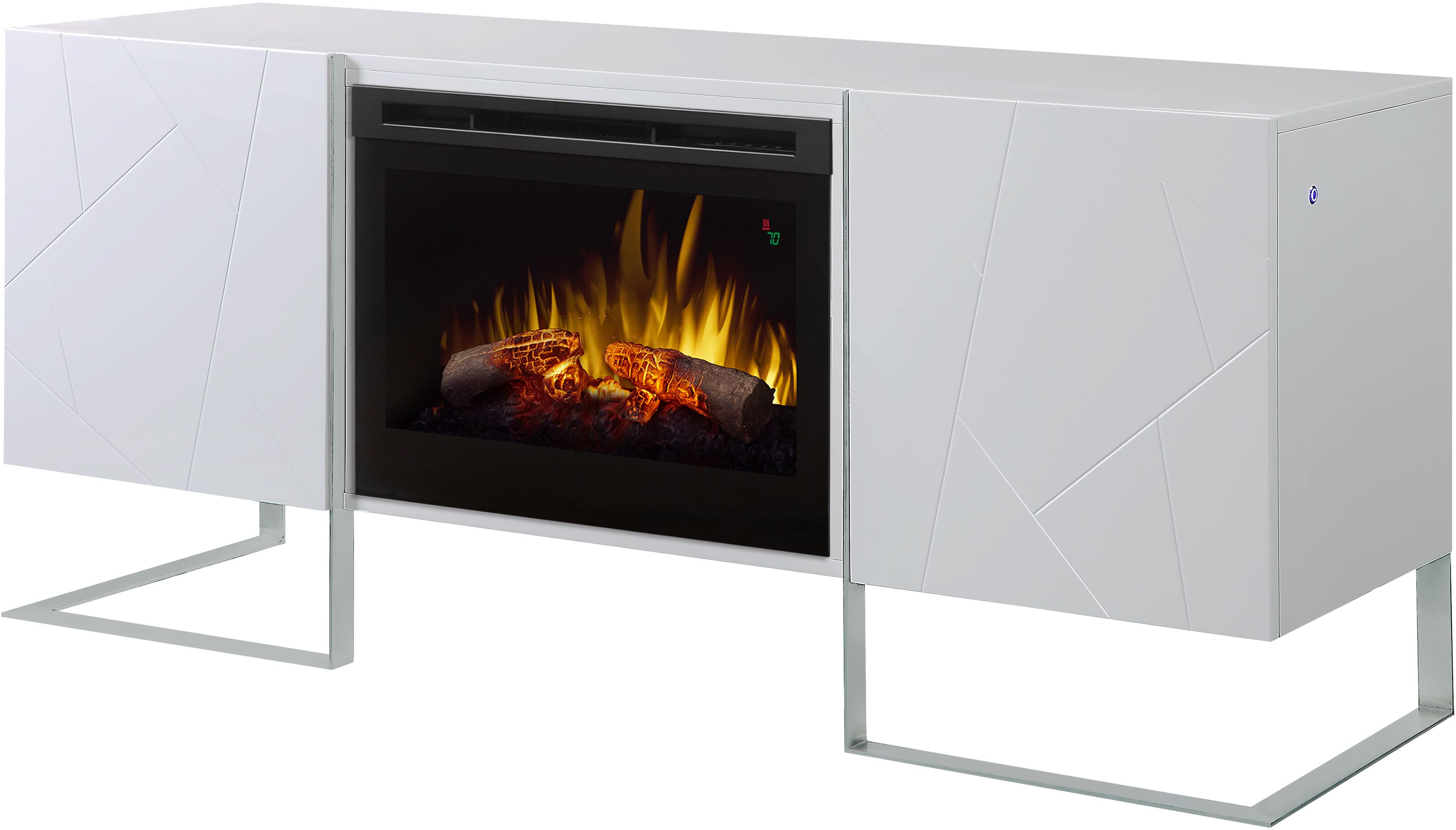 Dimplex GDS25L5-1962GW Gloss White 65 Inch Wide Chase Media Console  Fireplace with 5118 BTU Log Set Firebox - VentingPipe.com