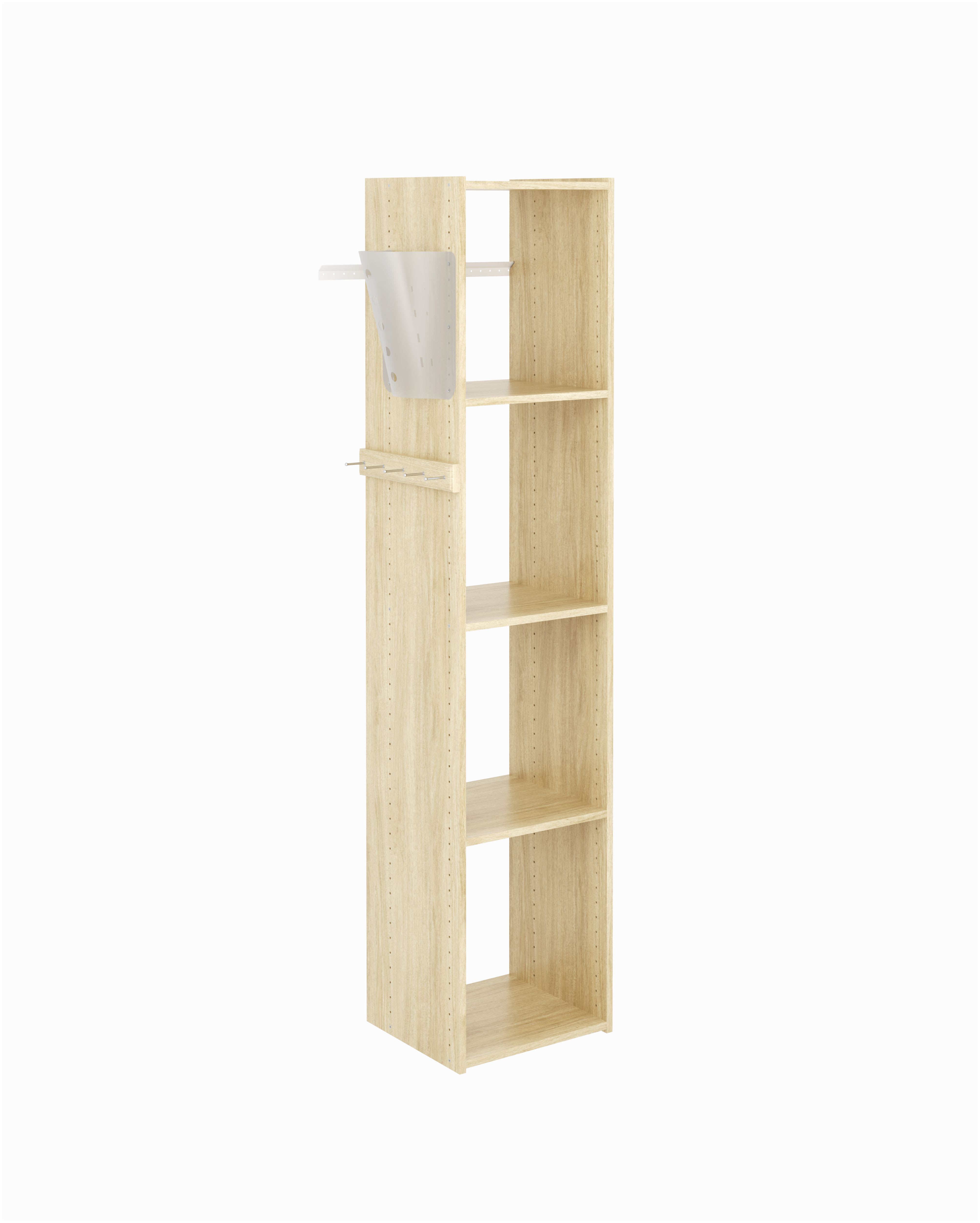 Corner Tower Closet Storage Wall Mounted Wardrobe Organizer Kit System with  Shelves, Honey Blonde