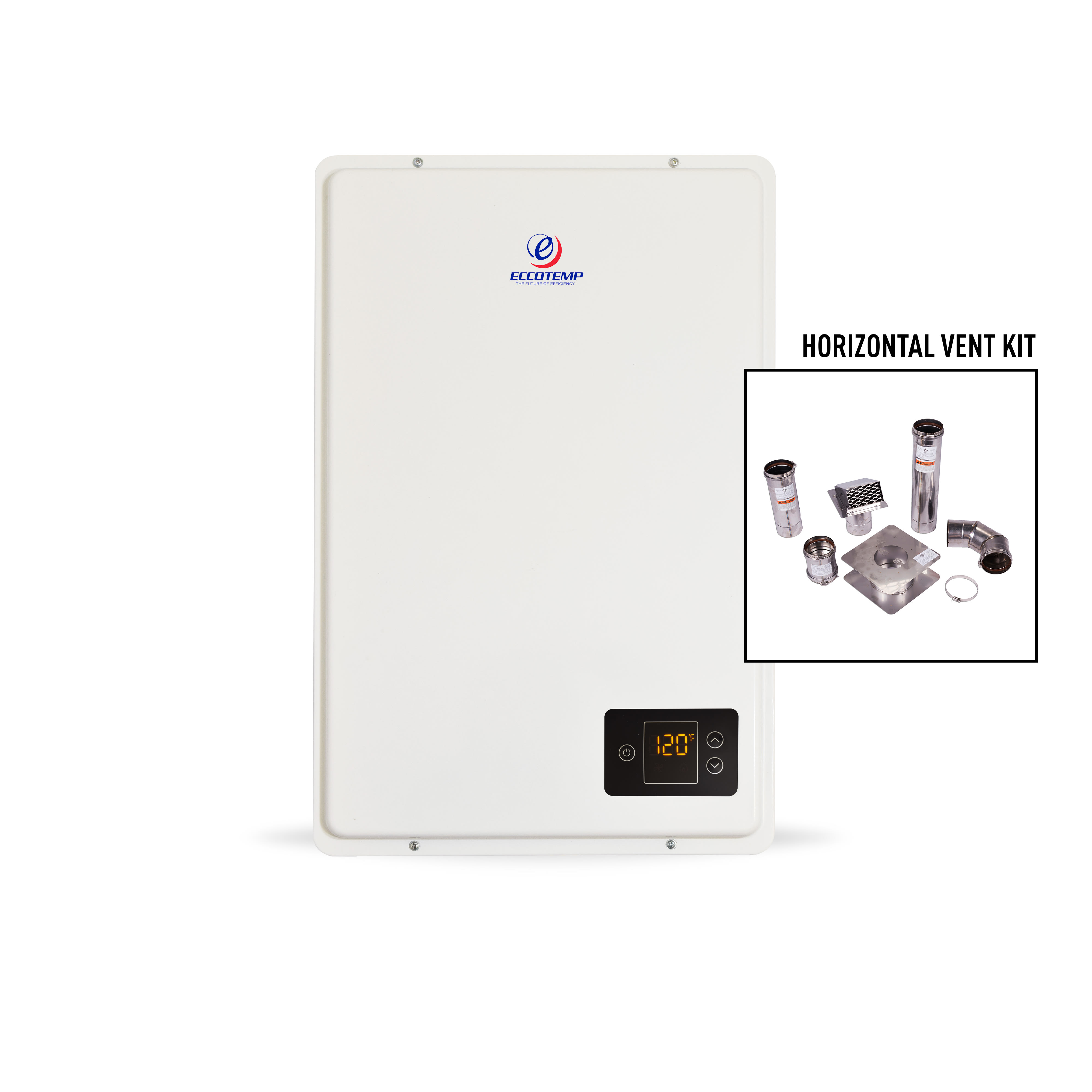 Eccotemp 20HI-NGH White 6 GPM 150,000 BTU 120 Volt Indoor Residential  Natural Gas Tankless Water Heater with Horizontal Vent Kit -  VentingDirect.com