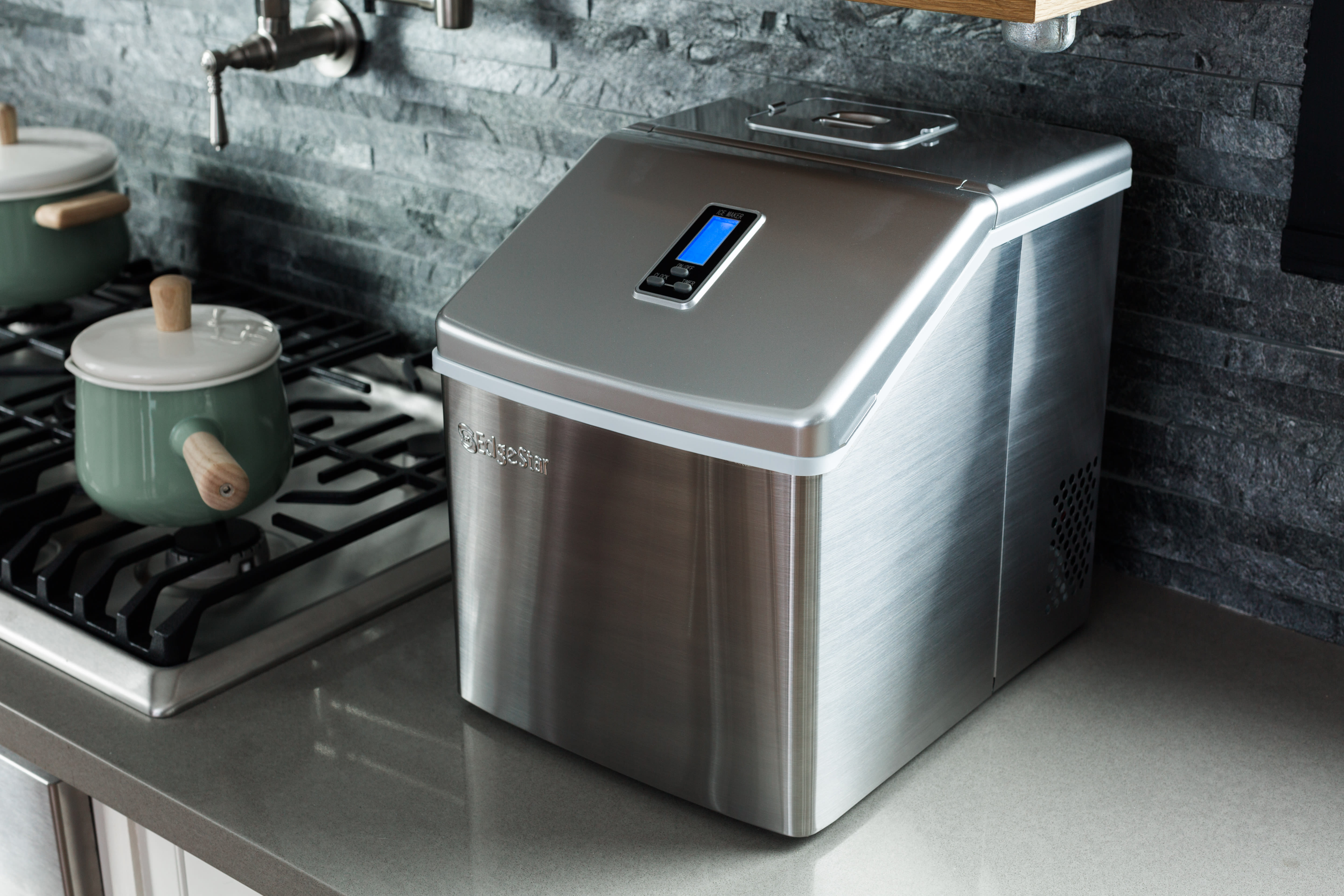 edgestar large capacity portable stainless steel ice maker