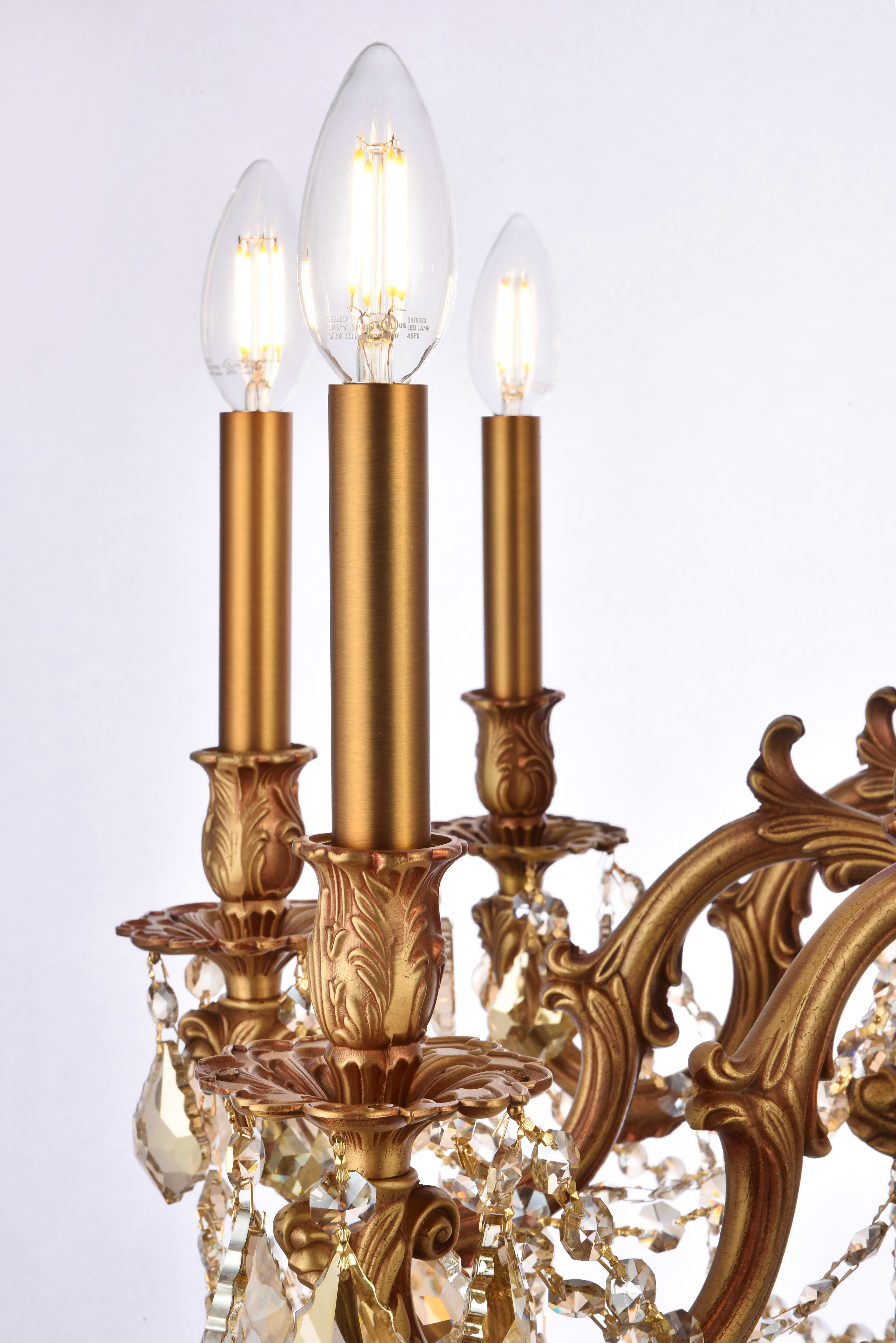 Rosetta Collection 10 Light Large Brass & Crystal Chandelier