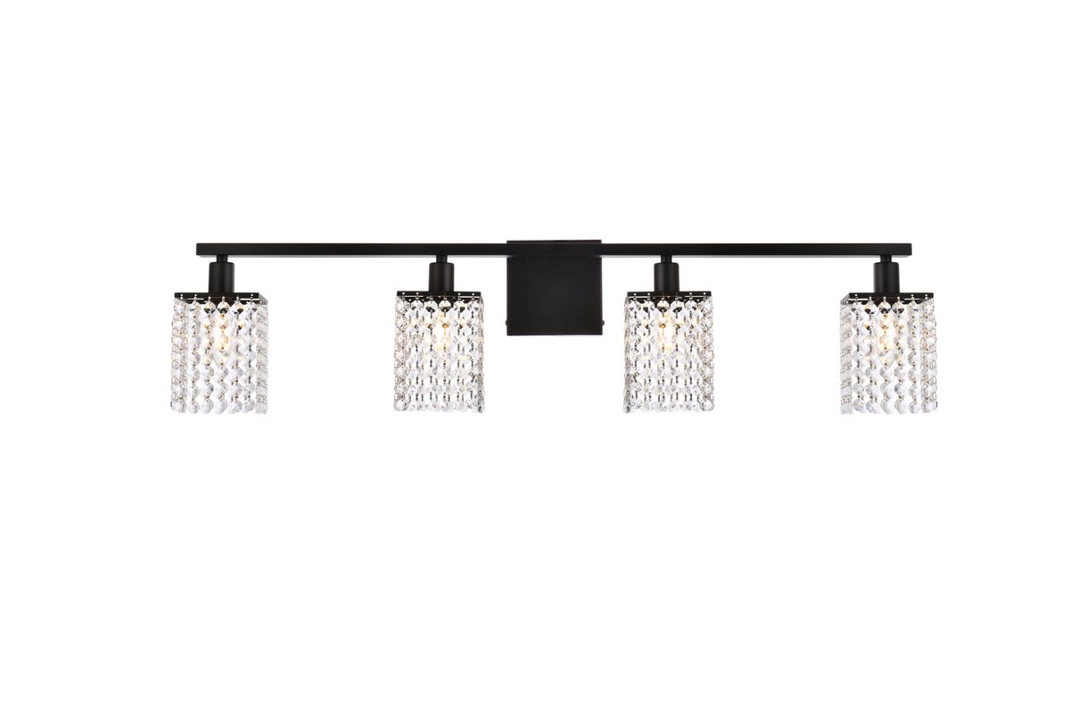 Elegant Lighting LD7012BK Black Phineas 4 Light 36