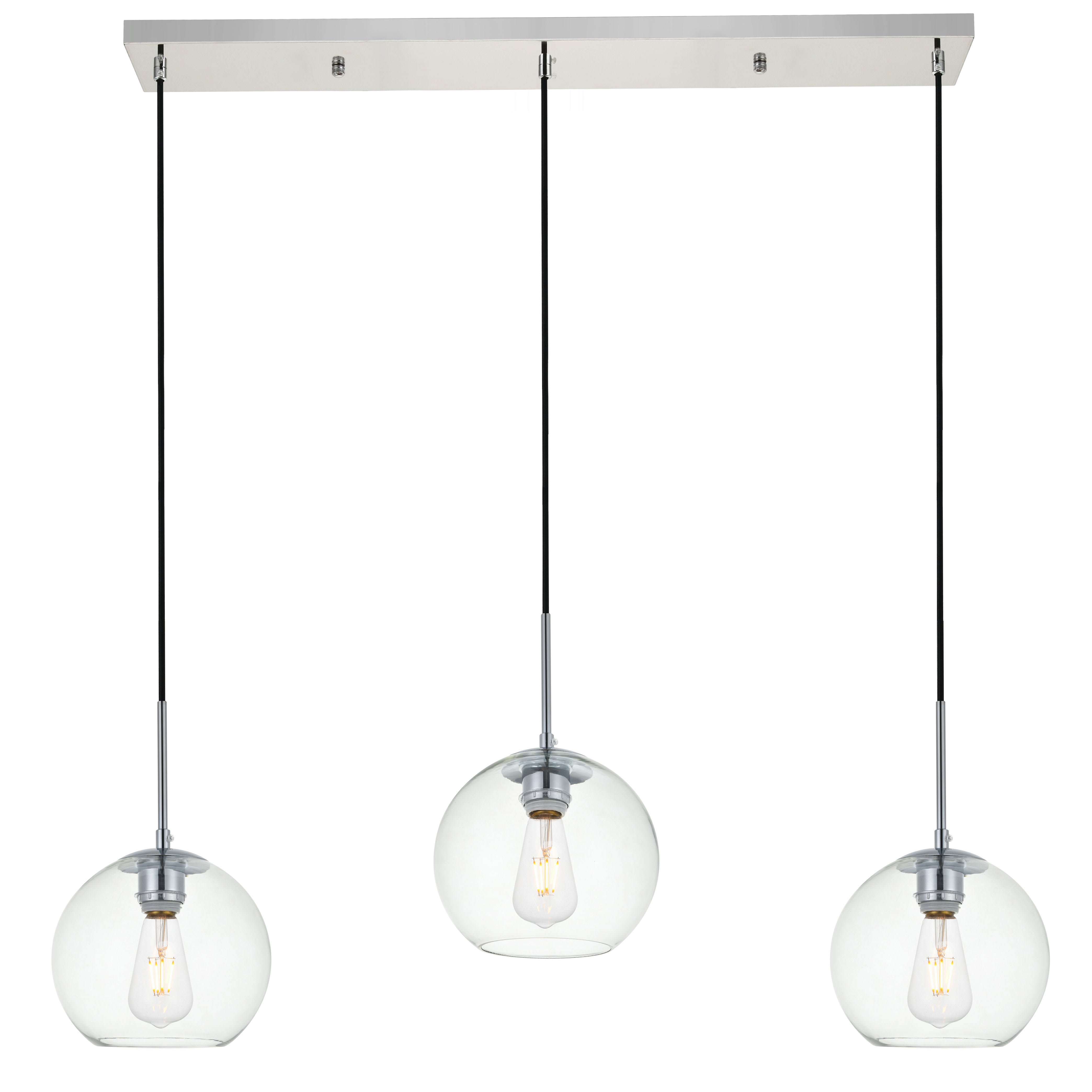 Elegant ld2236bk baxter 3 lights black pendant with clear glass clearance