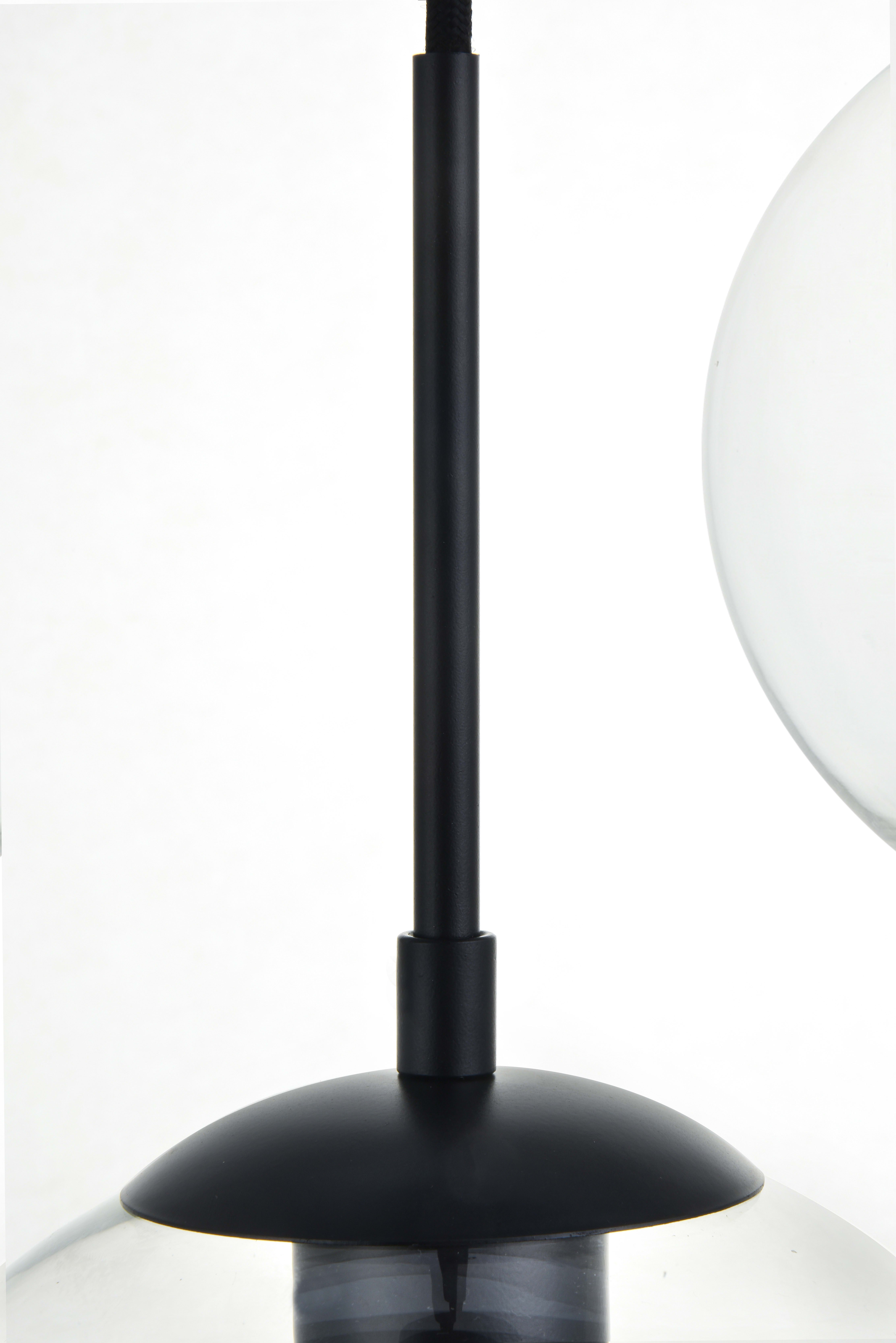 Elegant ld2236bk baxter 3 lights clearance black pendant with clear glass