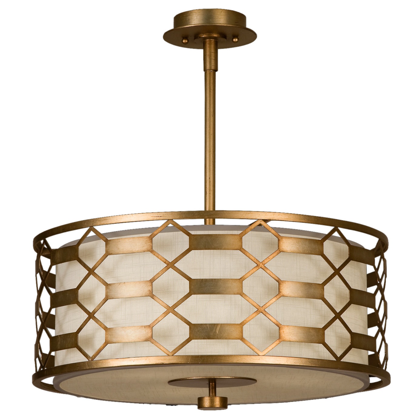 Fine Art Lamps 787540 2gu Burnished Gold Leaf Allegretto 24 Fine Art Lamps 787540 2gu Burnished Gold Leaf Allegretto 24 Diameter Three Light Drum Pendant With White Textured Linen Shade Lightingshowplace Com