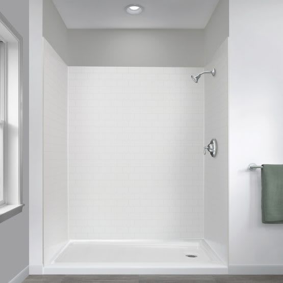 Foremost Gfs603278 Ws White Subway Jetcoat 60 X 32 78 Five Panel Alcove Shower Wall Kit Faucet Com Five Panel Alcove Shower Wall Kit, Subway Tile Shower Surround Kit