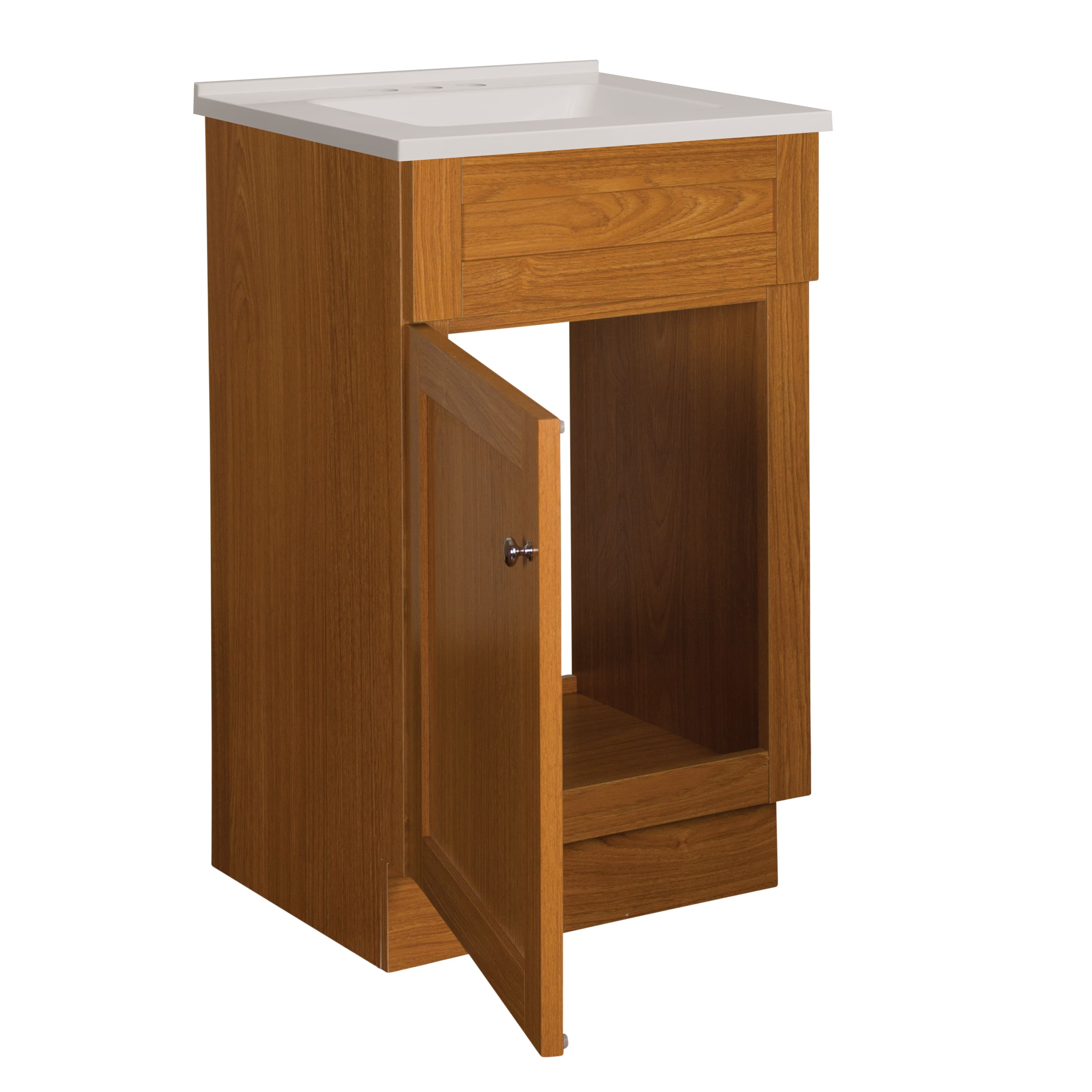 Foremost Dnovt1816 Oak Dennison 19 Free Standing Single Basin Vanity Set With Wood Cabinet Stone Composite Vanity Top And Integrated Sink Faucet Com