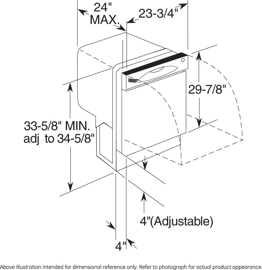 Ge dishwasher hot sale dimensions