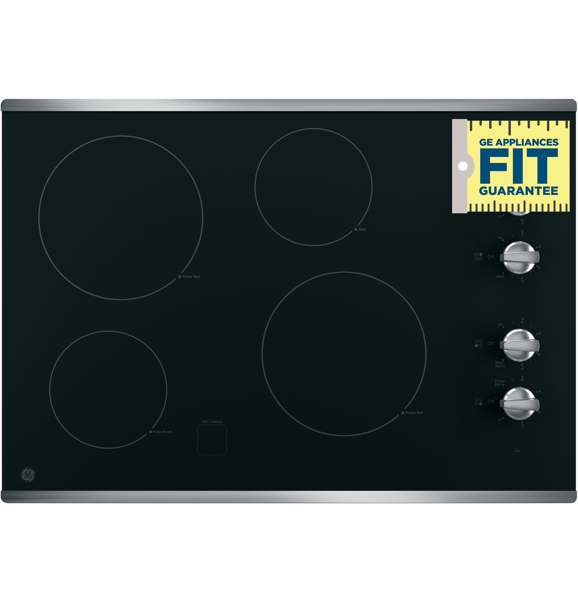GE JP3030TJWW White 30 Inch Wide Built-In Electric Cooktop with Melt Setting  - VentingDirect.com