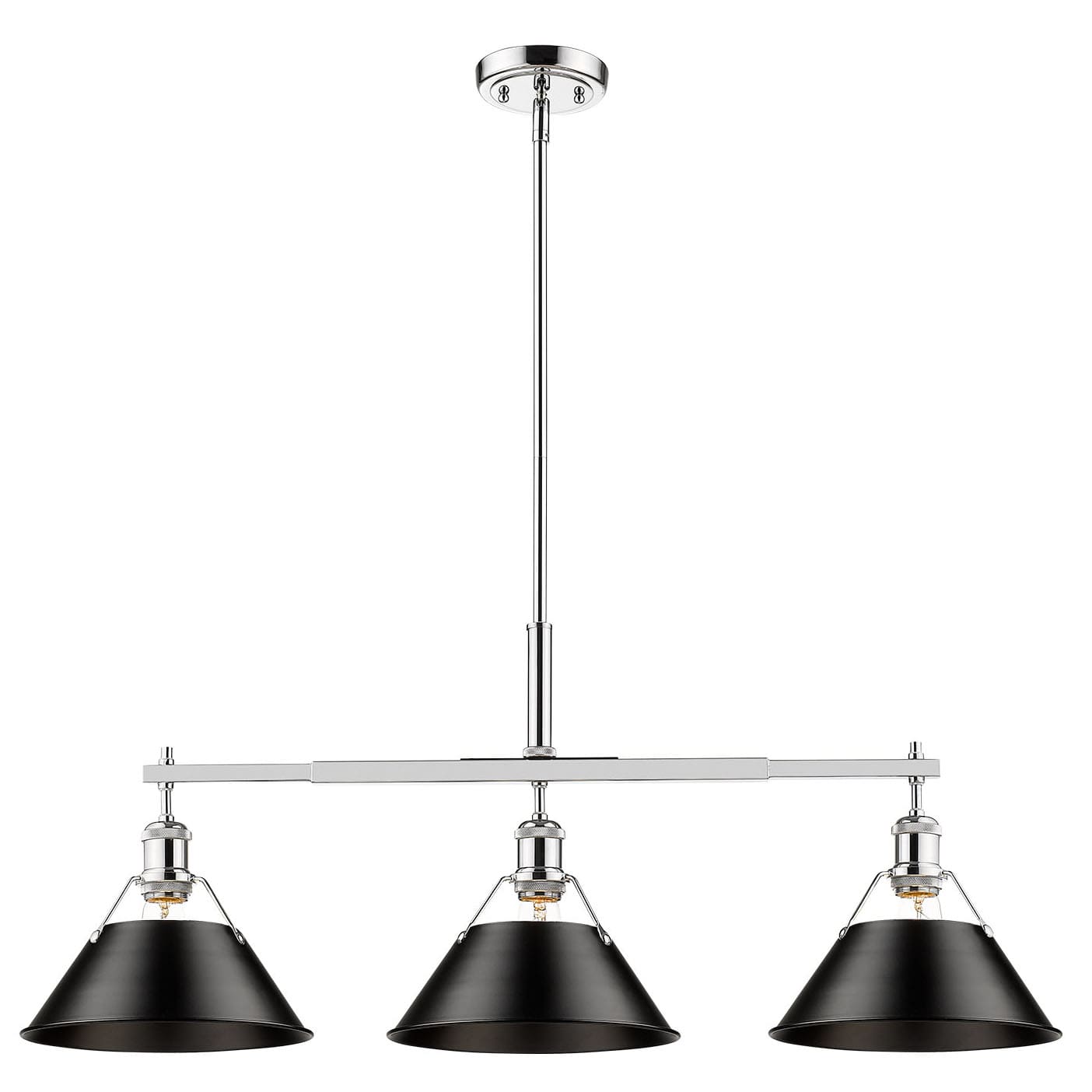 Golden Lighting 3306 LP CH NVY Chrome with Navy Shades Orwell 3 Light 10 Wide Linear Pendant LightingDirect