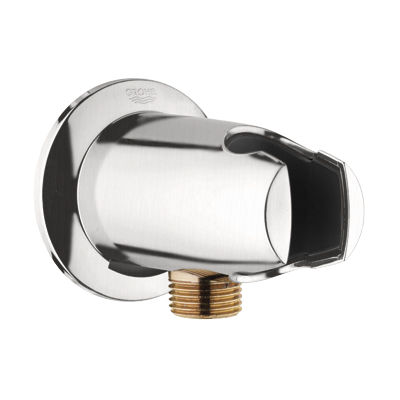 1/2 NPT Female Shower Wall Union Outlet with Handheld Shower Head Holder Brushed 