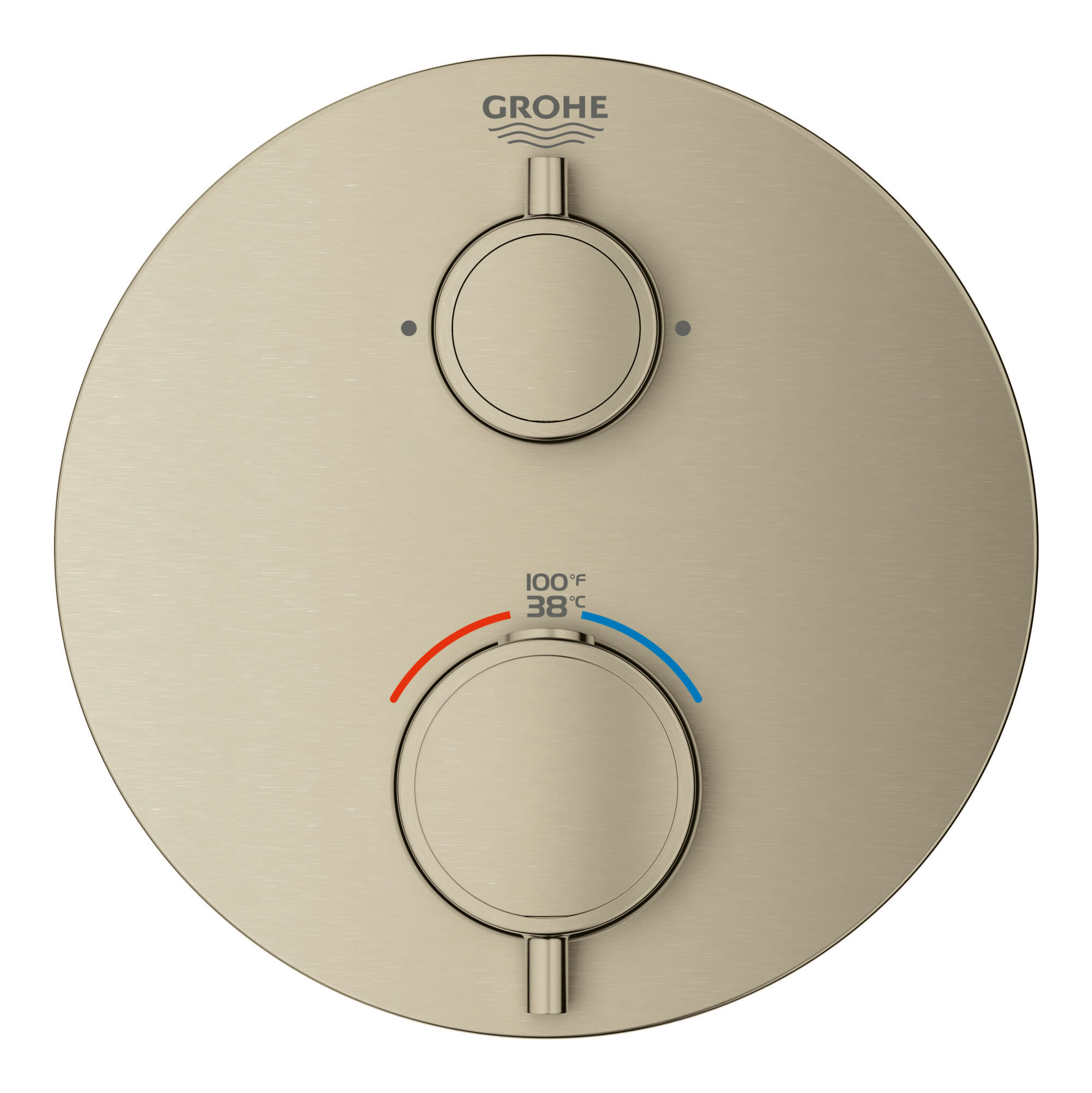 Bemiddelaar Bediening mogelijk attent Grohe 24133EN0 Brushed Nickel Grohtherm Dual Function Thermostatic Valve  Trim Only with Double Knob Handles, Integrated Diverter, and Volume Control  - Less Rough In - Faucet.com