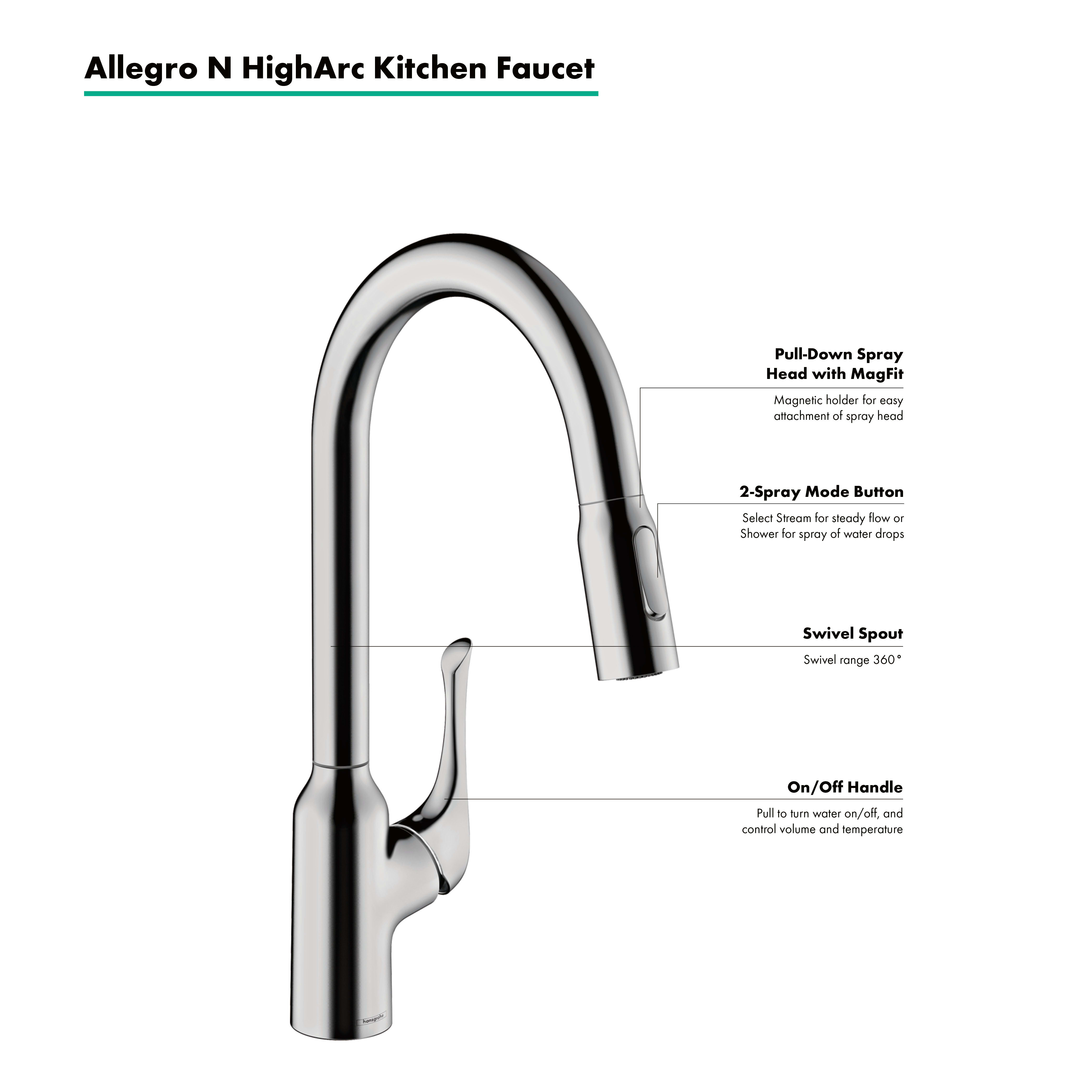 Hansgrohe 71843001 Chrome Allegro N 1 75 Gpm Single Hole Pull Down