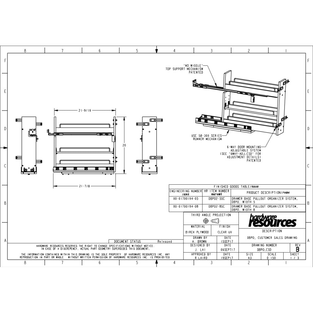 Drawer Base Cabinet No Wiggle Pull Out Spice Rack-DBPO