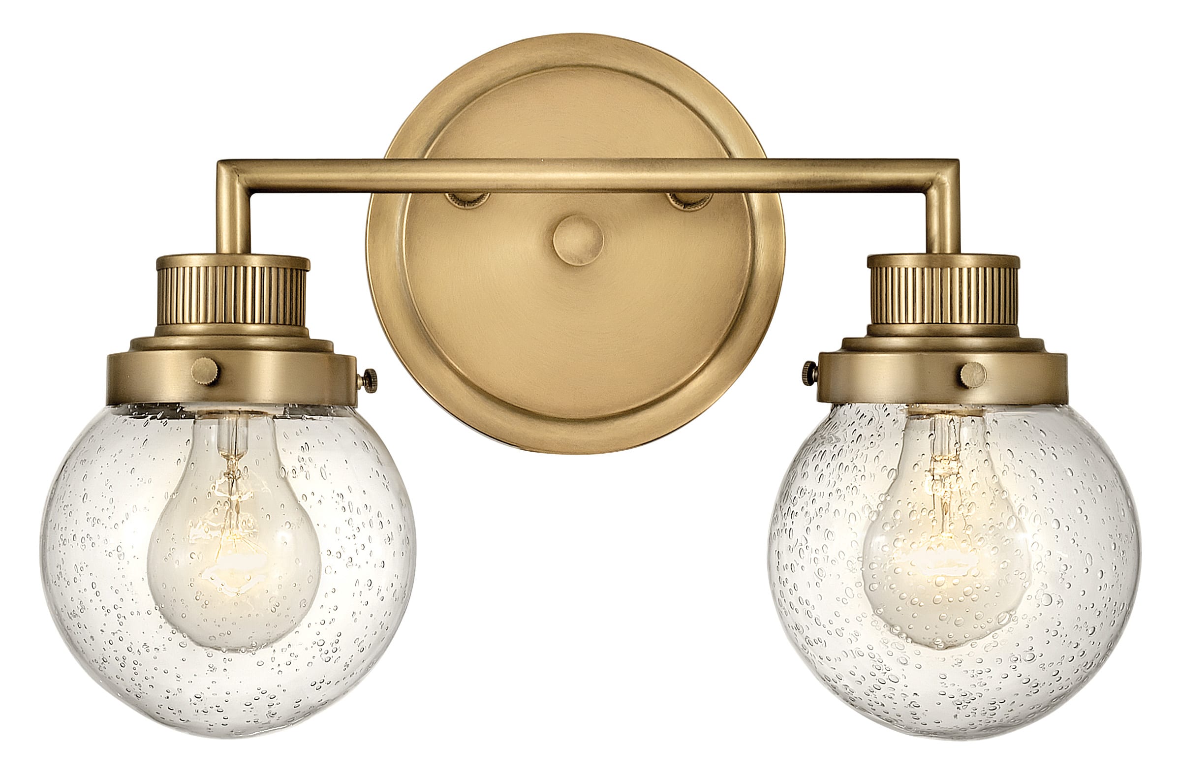 Hinkley Lighting 5932hb Heritage Brass Poppy 2 Light 15 Wide Bathroom Vanity Light With Clear Seedy Glass Lightingdirect Com