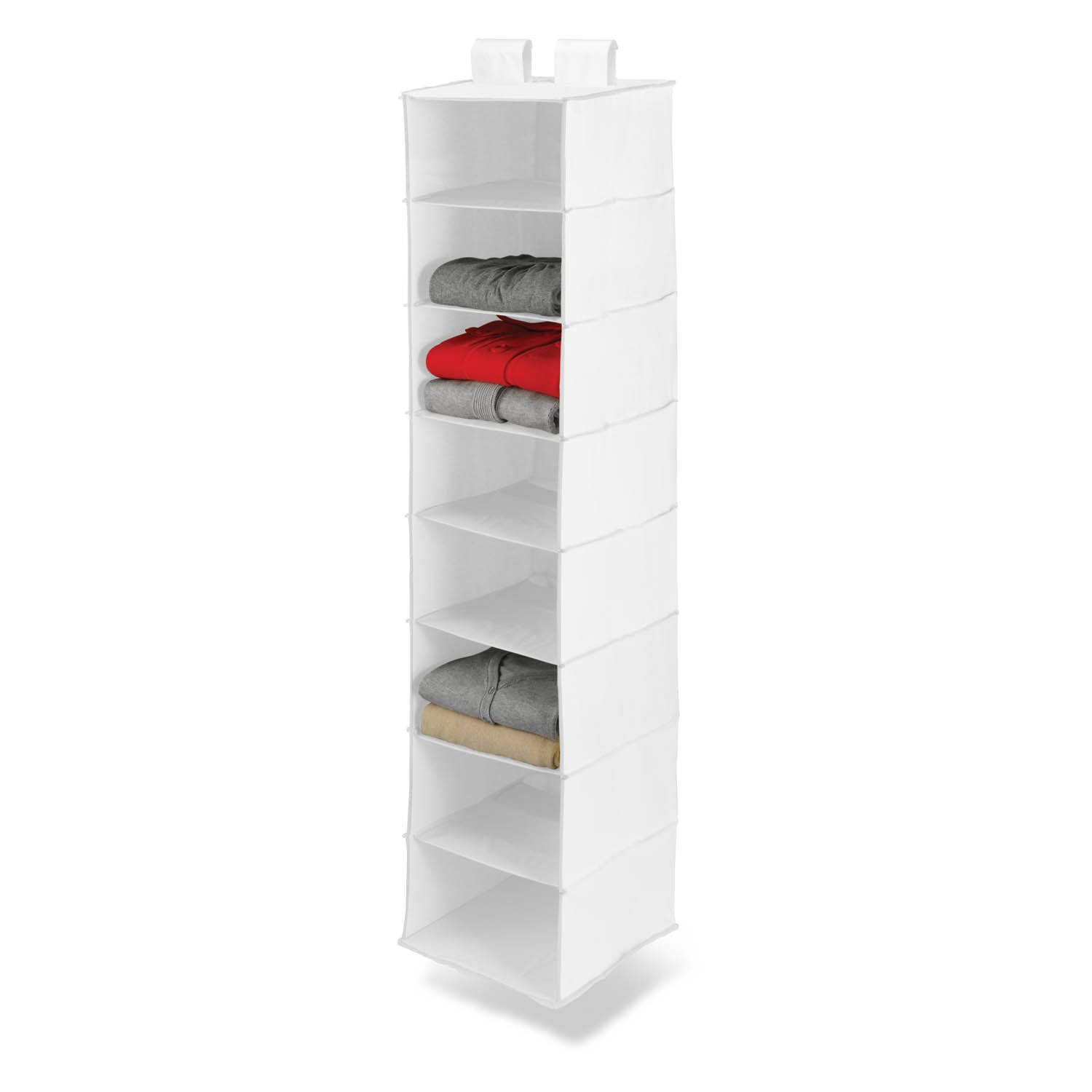 Honey Can Do Sft 01239 White Eight Shelf Polyester Hanging Vertical Closet Organizer Handlesets Com