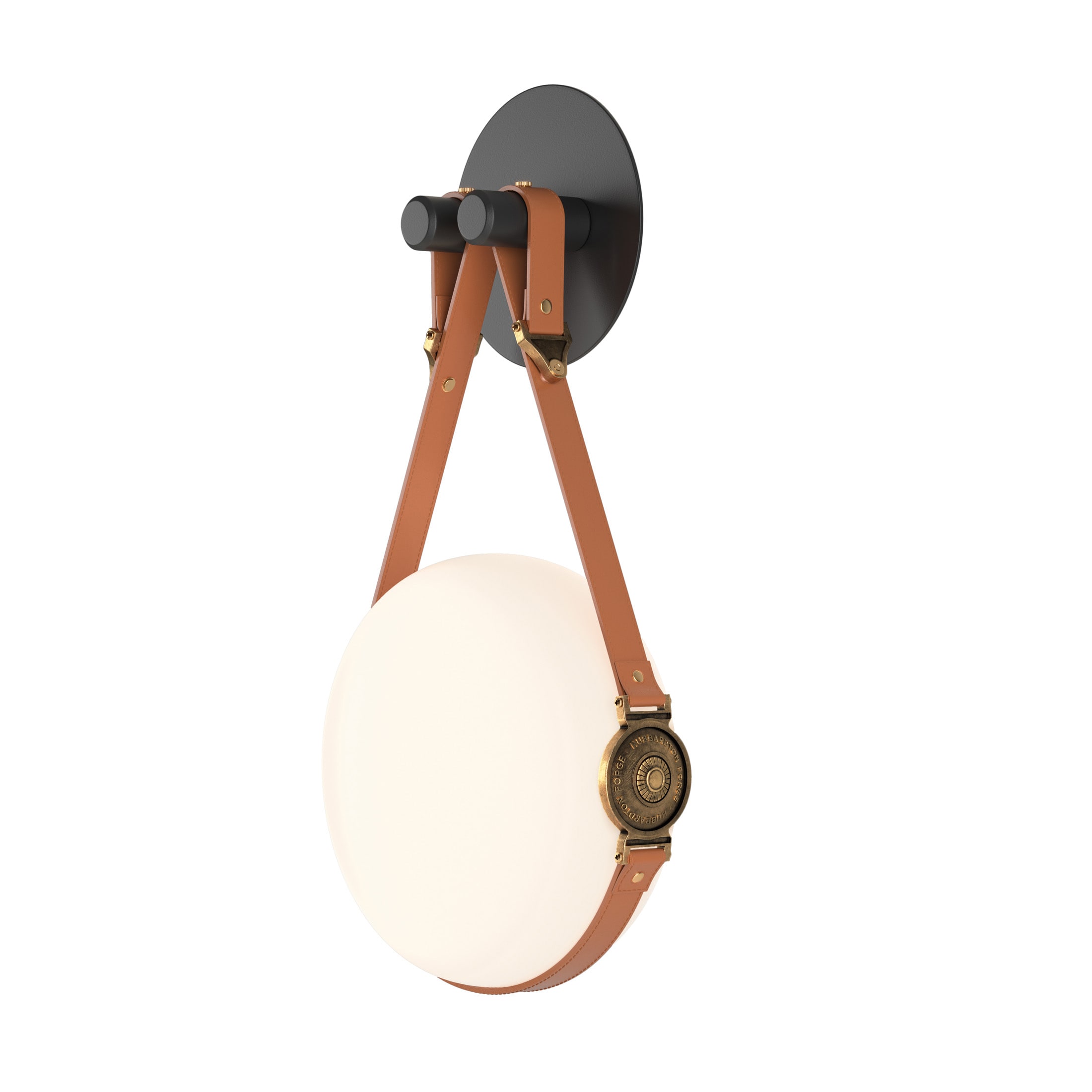 Hubbardton Forge 201030-LED-10-27-LC-HF-GG0672 Brass / Black Derby 21" LED Wall Sconce with Opal Shade and Chestnut Accents - LightingDirect.com
