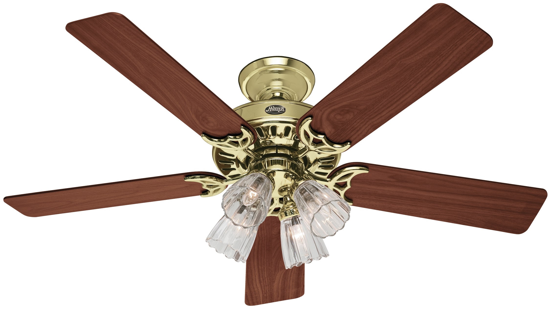 Bright Brass Ceiling Fan With Remote Shelly Lighting