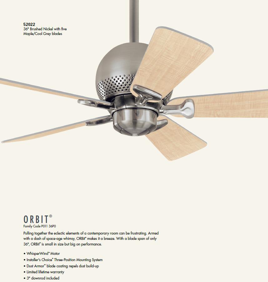 Hunter 28421 Brushed Nickel Orbit 36 5 Blade Ceiling Fan Blades