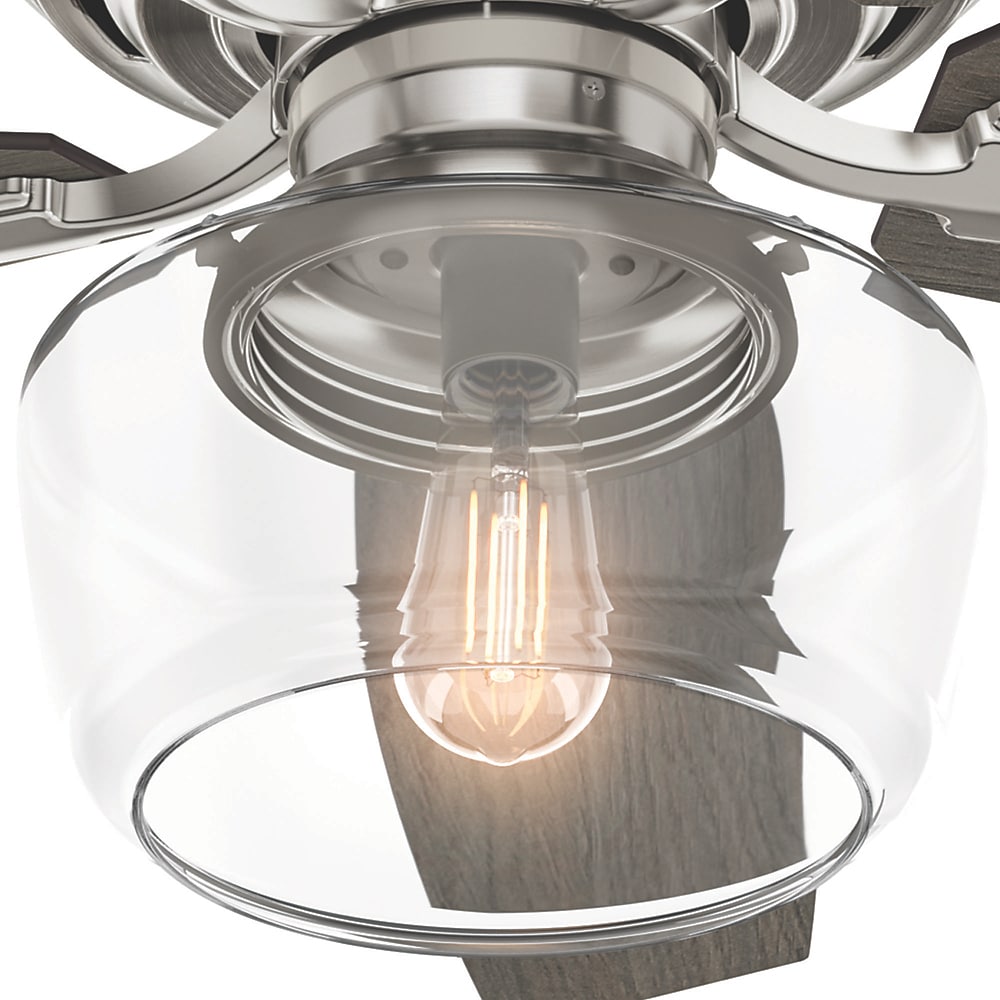 Hunter 53394 Brushed Nickel 52 5 Blade Led Ceiling Fan With Light Hunter 53394 Brushed Nickel 52 5 Blade Led Ceiling Fan With Light Kit And Remote Control Included Lightingdirect Com